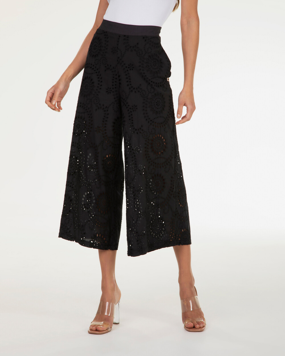 Markup Donna Jeans & Pantaloni Pantapalazzo cropped in pizzo sangallo