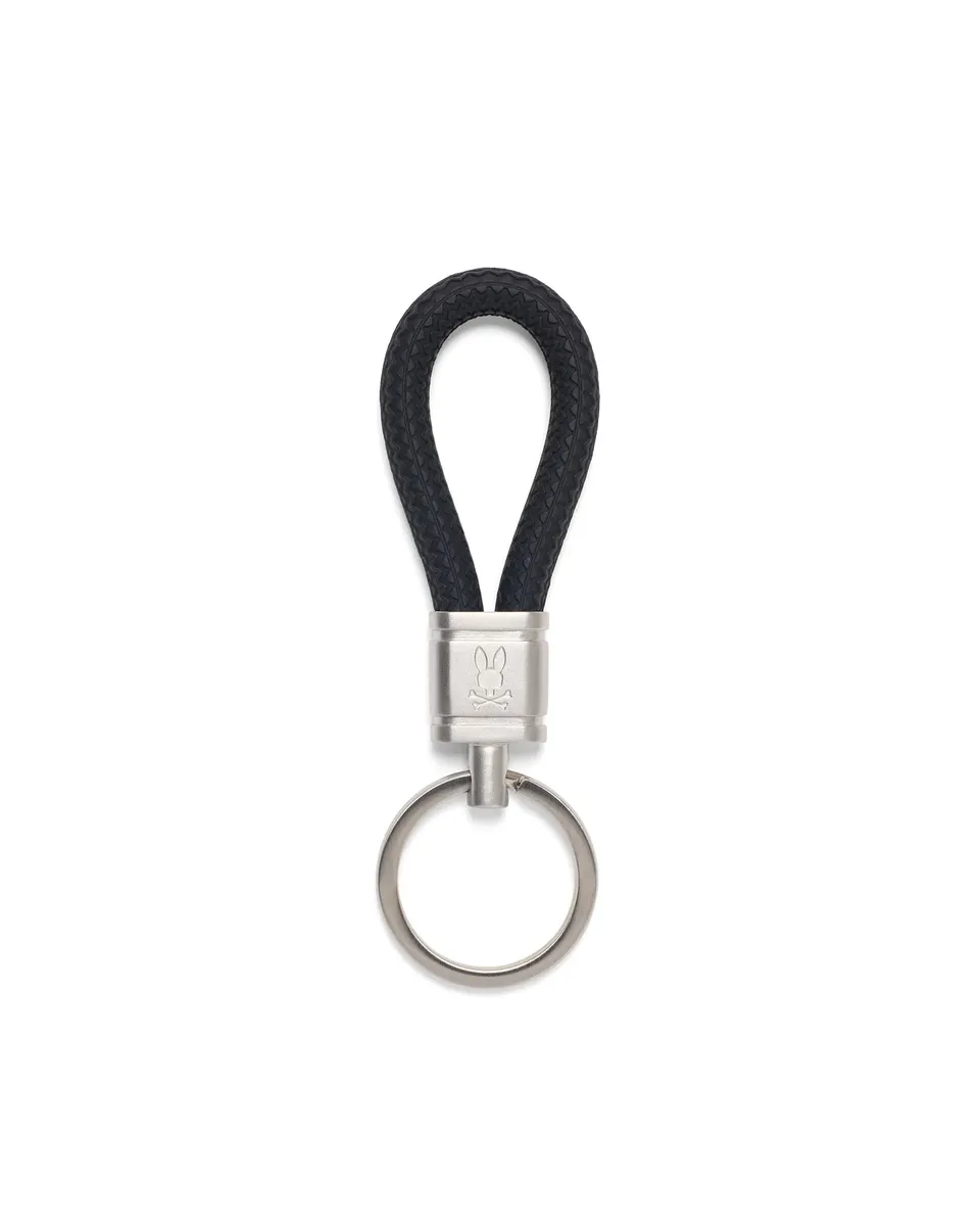 Psycho Bunny Accessories Textured Silicone Keychain MO2400167 portachiavi nero