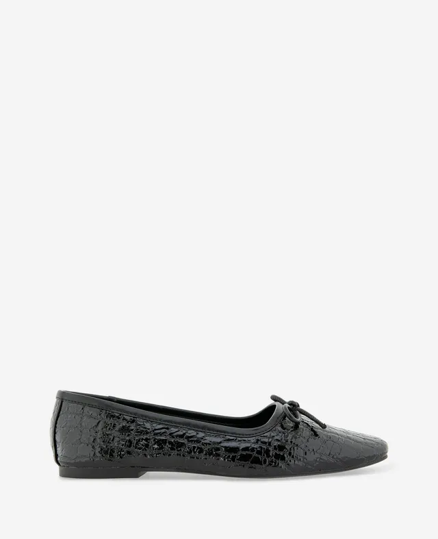 Kenneth Cole Reaction Shoes Carriah Embossed Croco Bow Tie ballerine nere