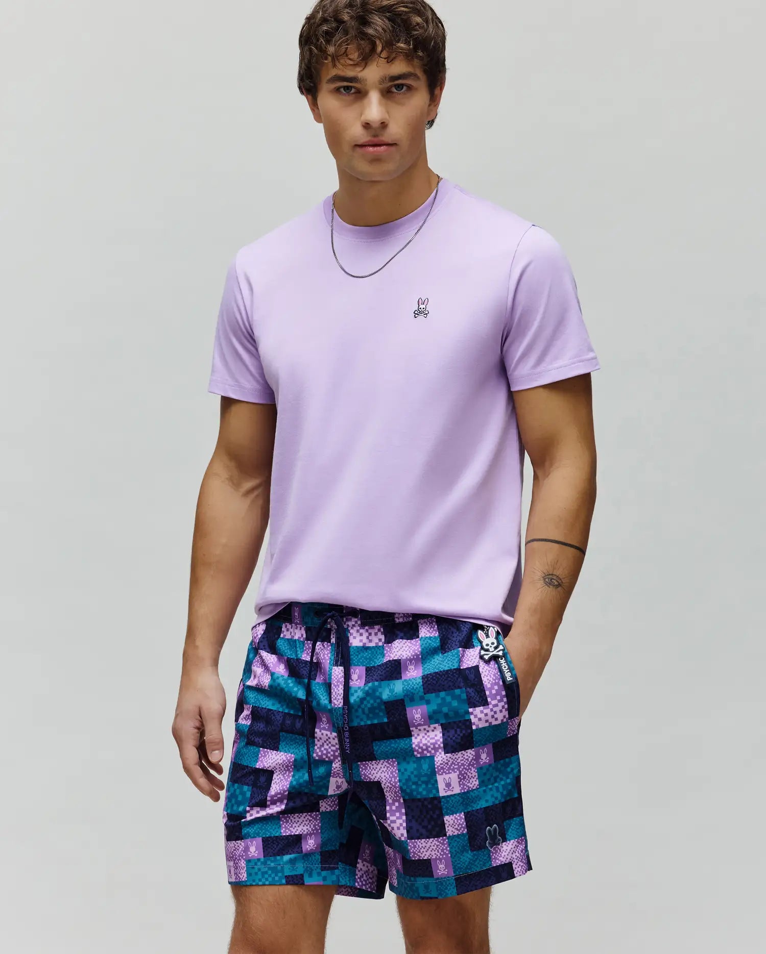 Psycho Bunny Men's Tees Classic Crew Neck Tee B6U014F200 maglietta lavanda cotone Pima