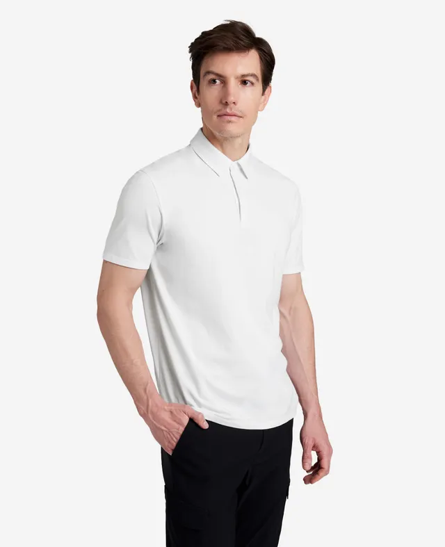 Kenneth Cole Reaction Clothing Performance Button Polo polo bianca in cotone elasticizzato