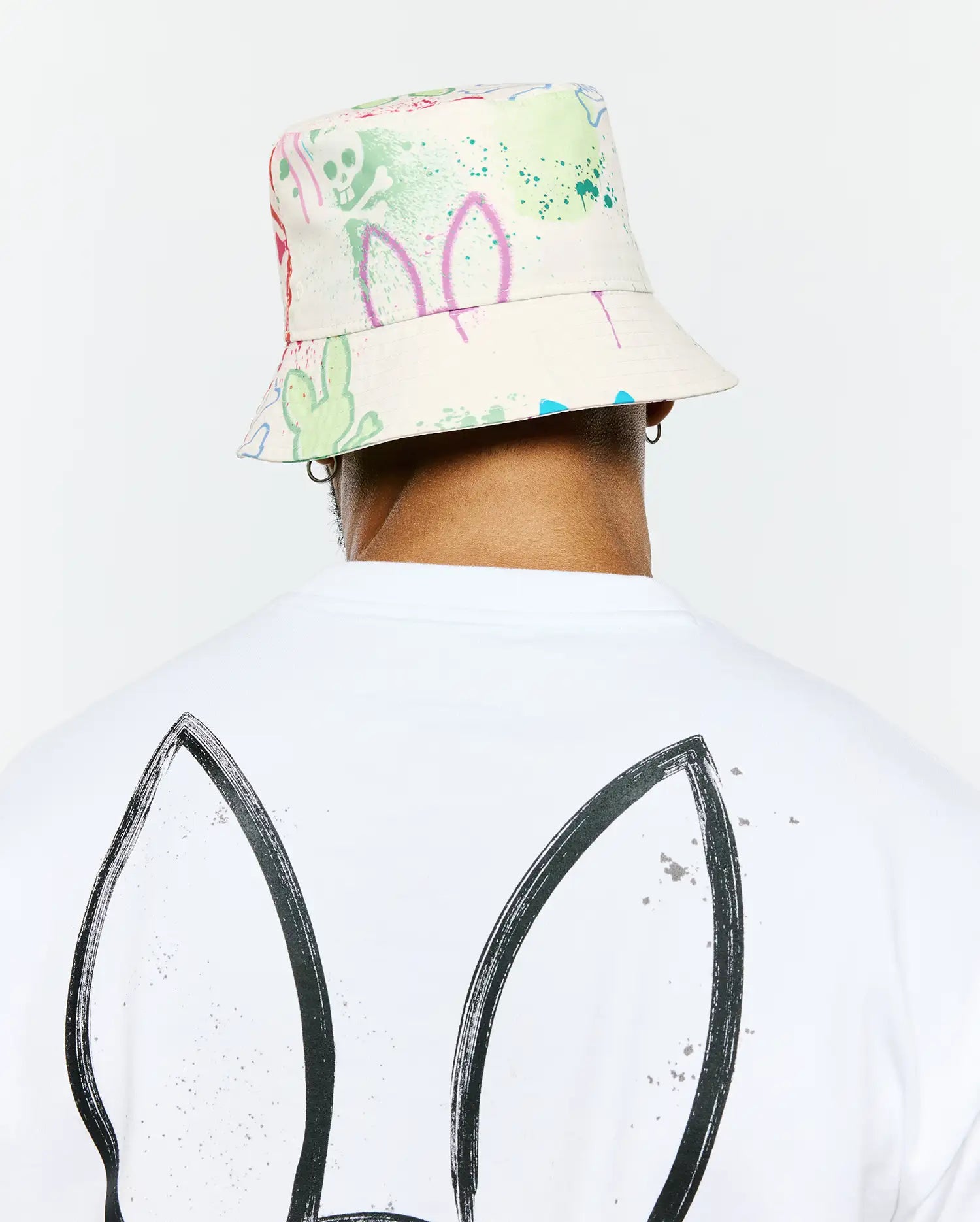 Psycho Bunny Accessories MENS QUINTIN BUCKET HAT MO1500150 cappello bianco grafico