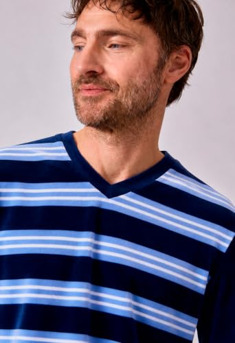 Damart Homewear pigiama uomo XXL blu a righe in velluto