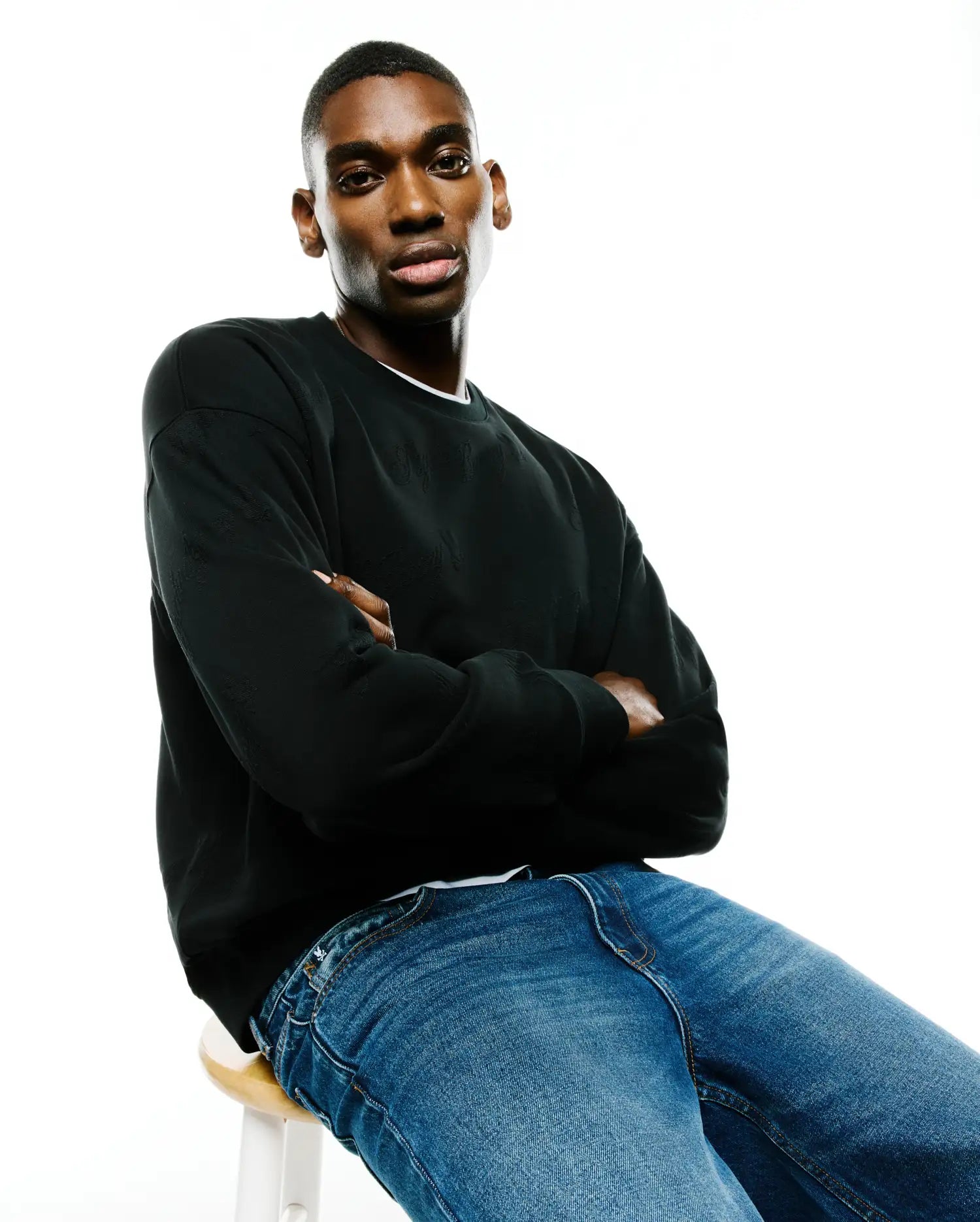 Psycho Bunny Men's Sweatshirts & Hoodies Cedrick Jacquard Sweatshirt felpa nera relaxed