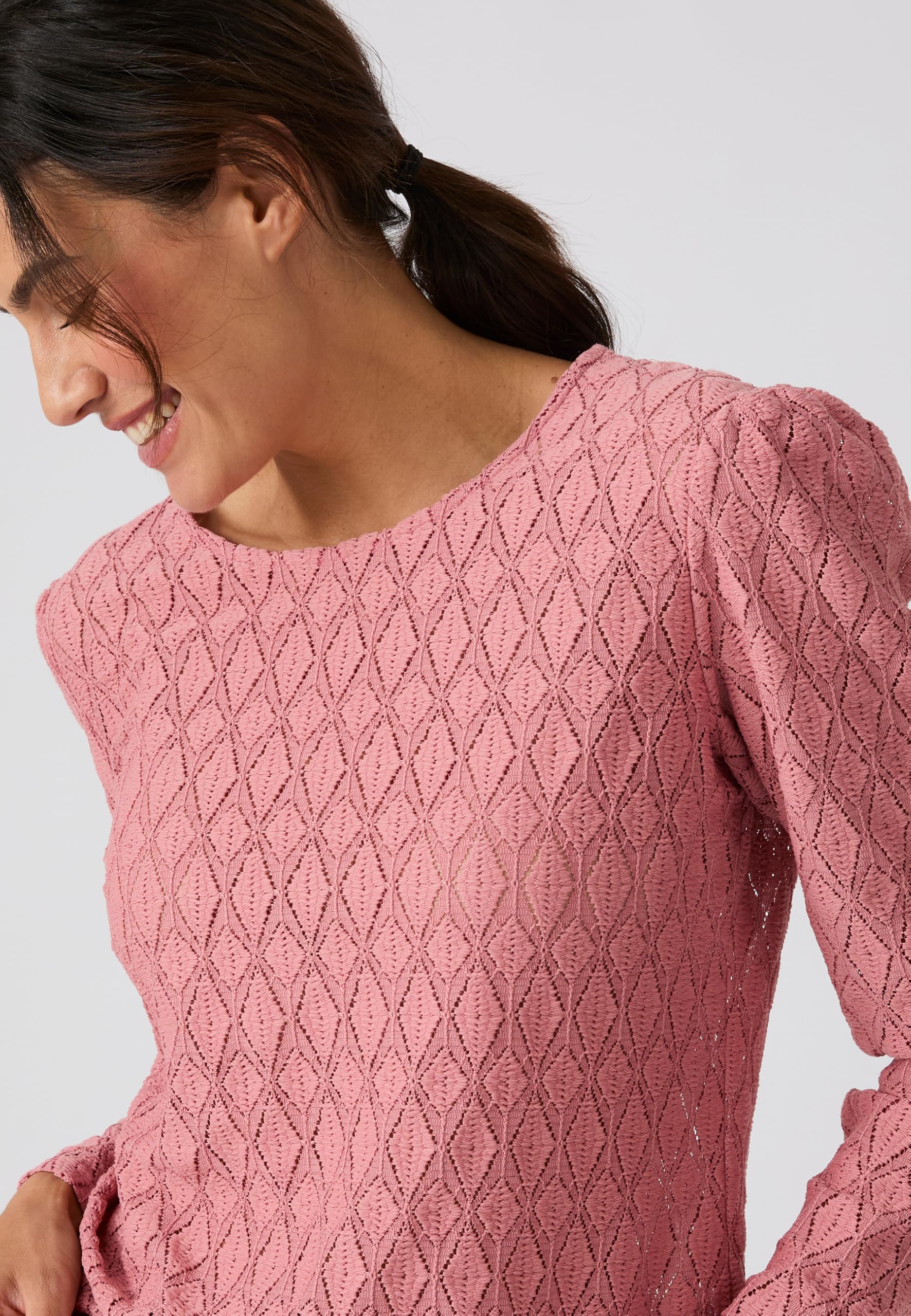 Damart Prêt-à-porter T-shirt in maglia testurizzata rosa antico 38-40