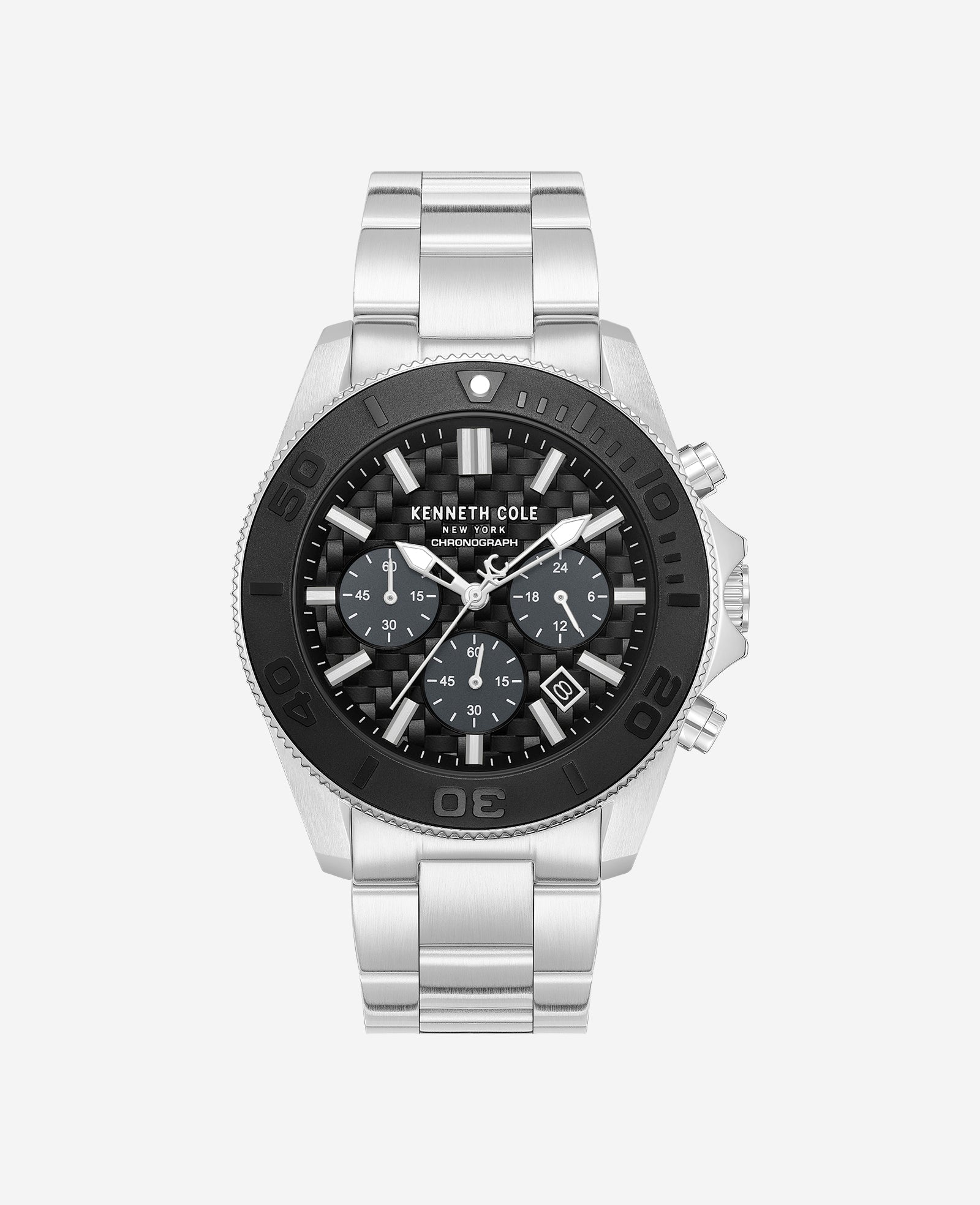 Kenneth Cole Reaction Chronograph Bracelet Watch orologio argento cronografo