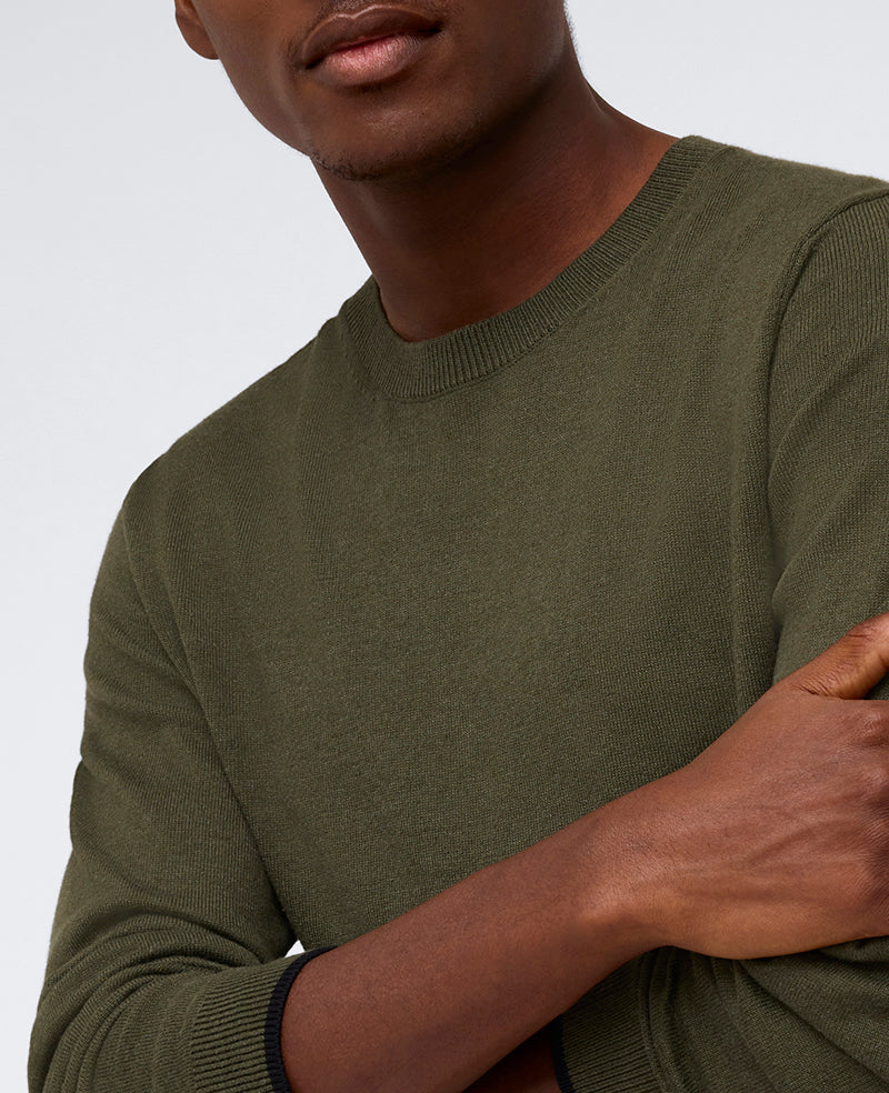 Kenneth Cole Reaction Clothing Crewneck Sweater with Tipping Details maglione verde slim fit