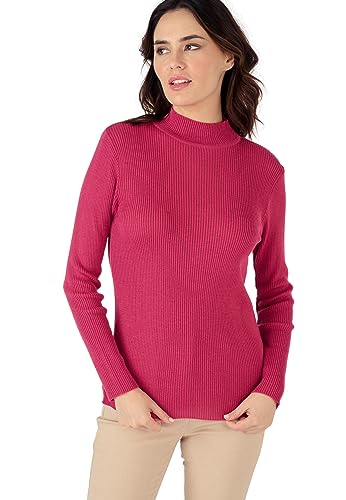 Damart Prêt-à-porter Maglione collo alto rosa lampone/grigio 44 in lana merino