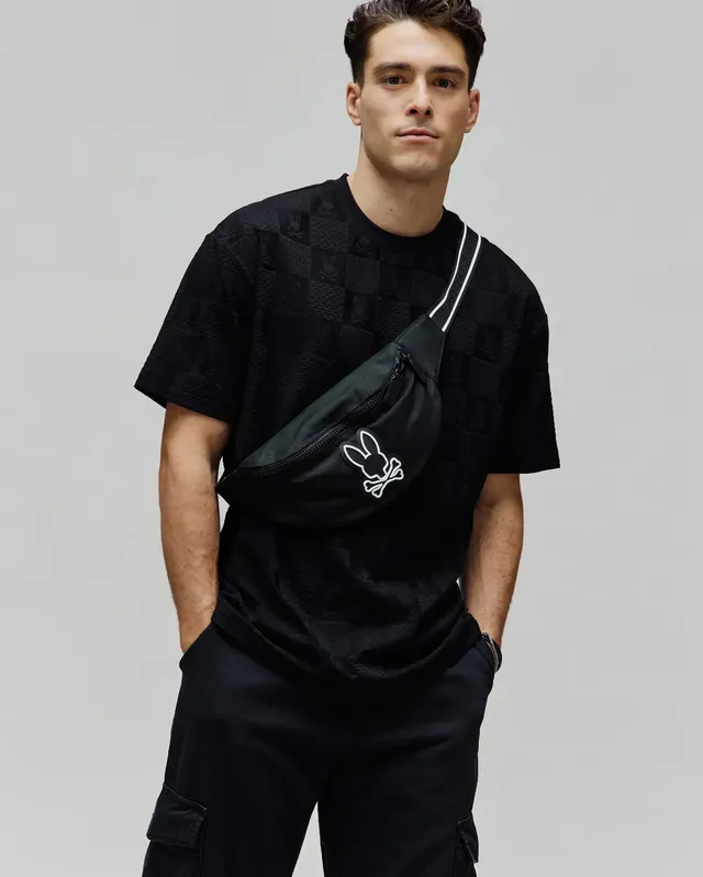 Psycho Bunny Men's Tees MENS DUSTIN OVERSIZED TEE maglietta nera