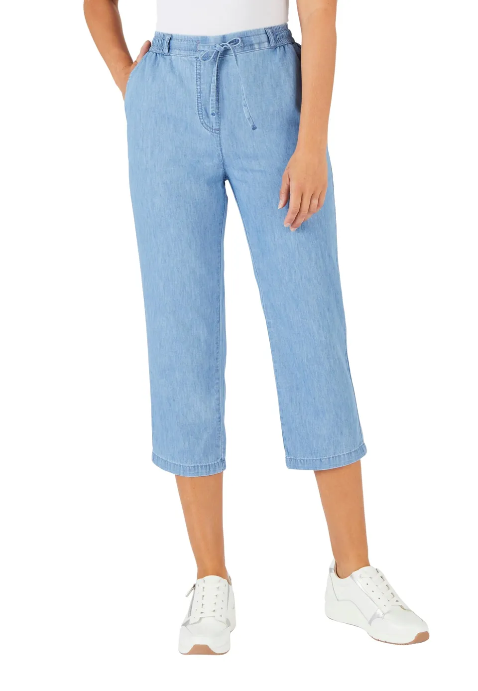 Damart Prêt-à-porter Pantaloni Chambray donna blu denim pastello 46 elasticizzati