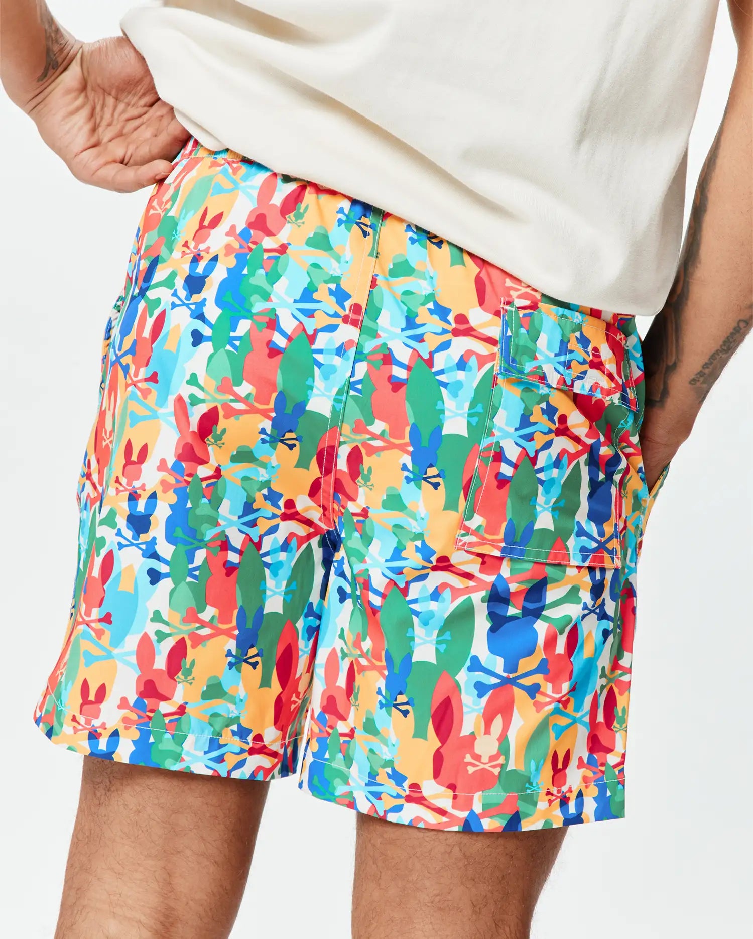 Psycho Bunny Men's Swimwear Tanner Swim Trunk costume da bagno multicolore 6 pollici