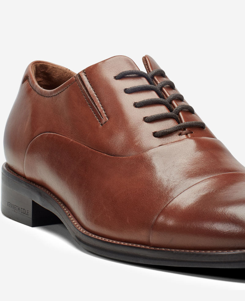 Kenneth Cole Reaction Shoes Tully Cap Toe Oxford scarpa stringata Cognac in pelle