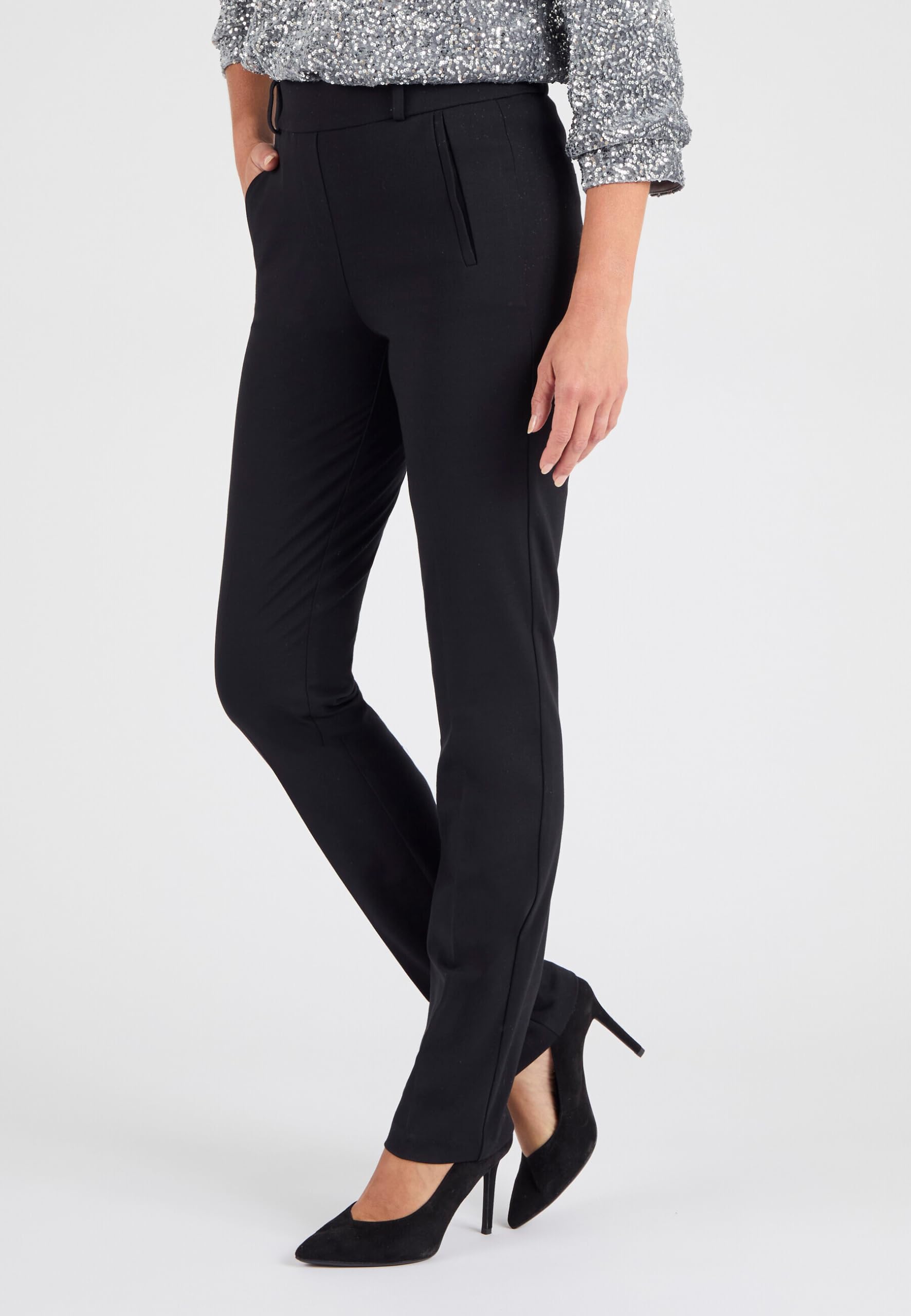 Damart Prêt-à-porter Pantaloni filettabili in maglia Milano bi-Stretch neri