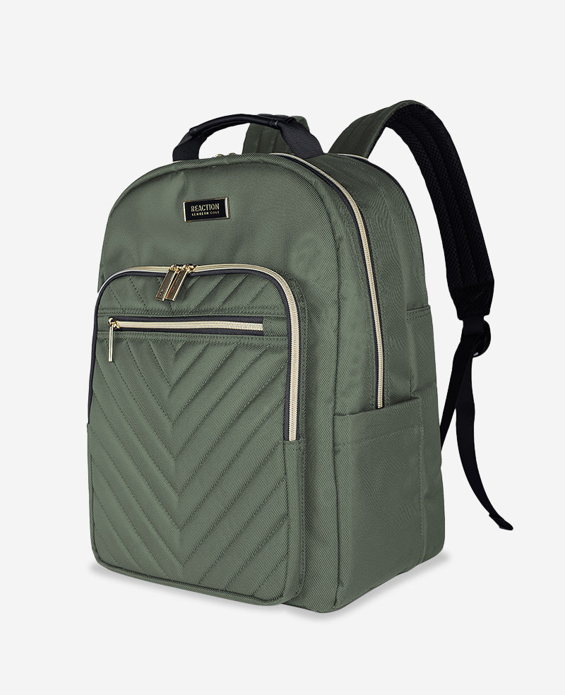 Kenneth Cole Reaction Luggage Chelsea 15.6-Inch Chevron Quilted Computer Backpack zaino Olive