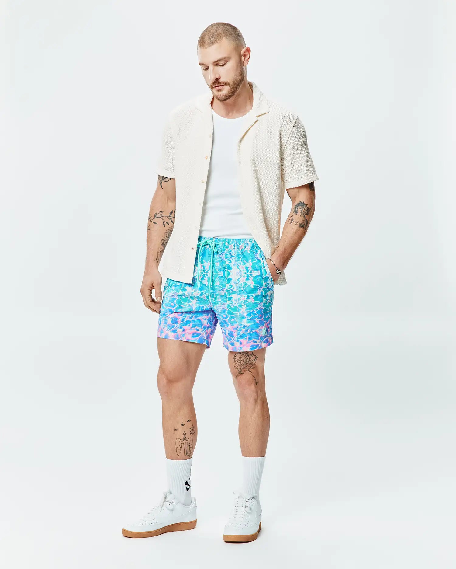 Psycho Bunny Men's Shirts Achille Crochet camicia bianca XXS-XXXL in maglia