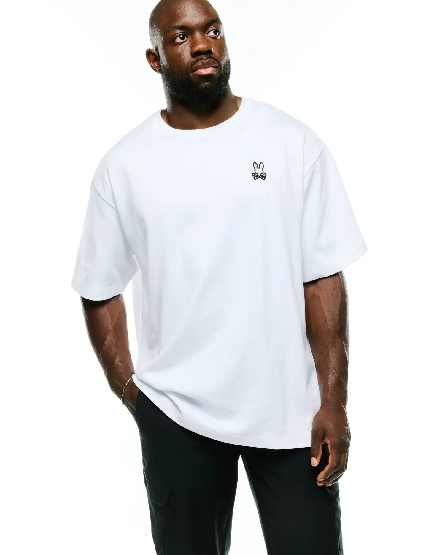 Psycho Bunny Big & Tall BIG AND TALL JAYDON OVERSIZED-FIT TEE t-shirt bianca 1XL-6XLT cotone pesante
