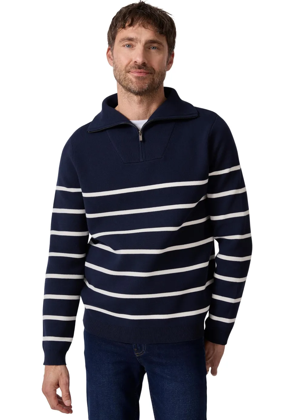 Damart Prêt-à-porter Maglione da uomo con zip a righe