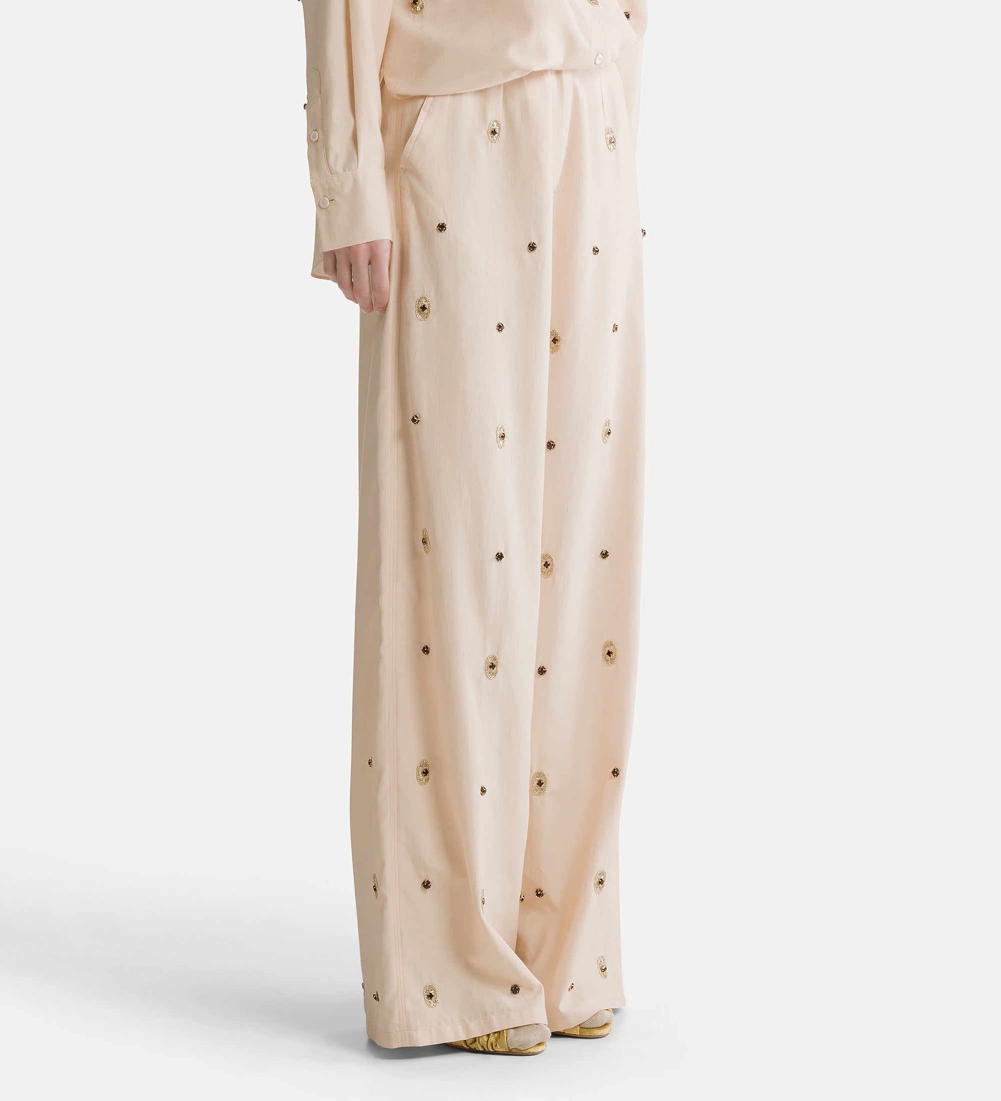 Forte pantaloni Le Club pantaloni color loto con ricami