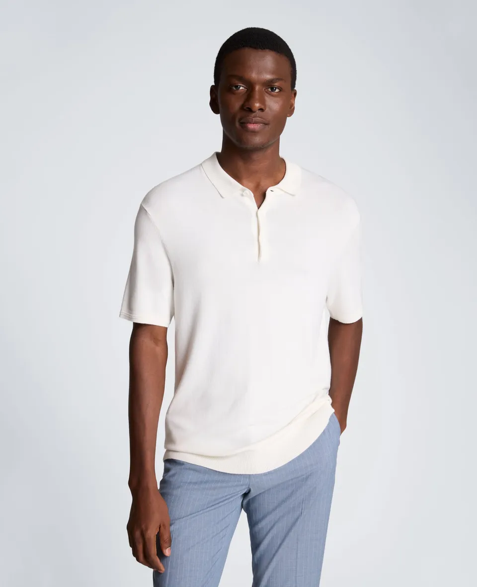Kenneth Cole Reaction Clothing Short Sleeve Polo Sweater maglia polo bianca leggera