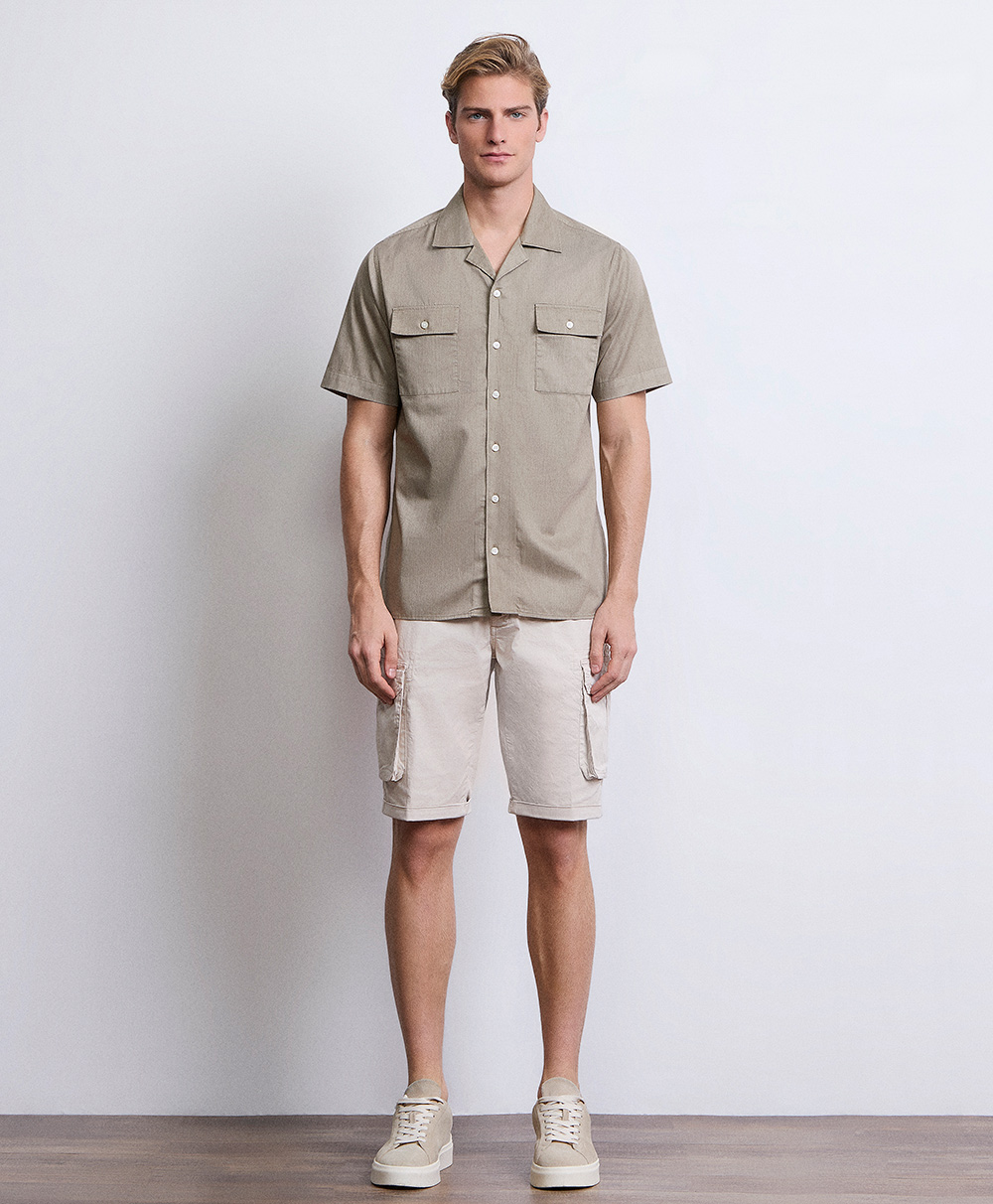 Markup Uomo Camicie Camicia collo riviera Camicia twill tinto capo