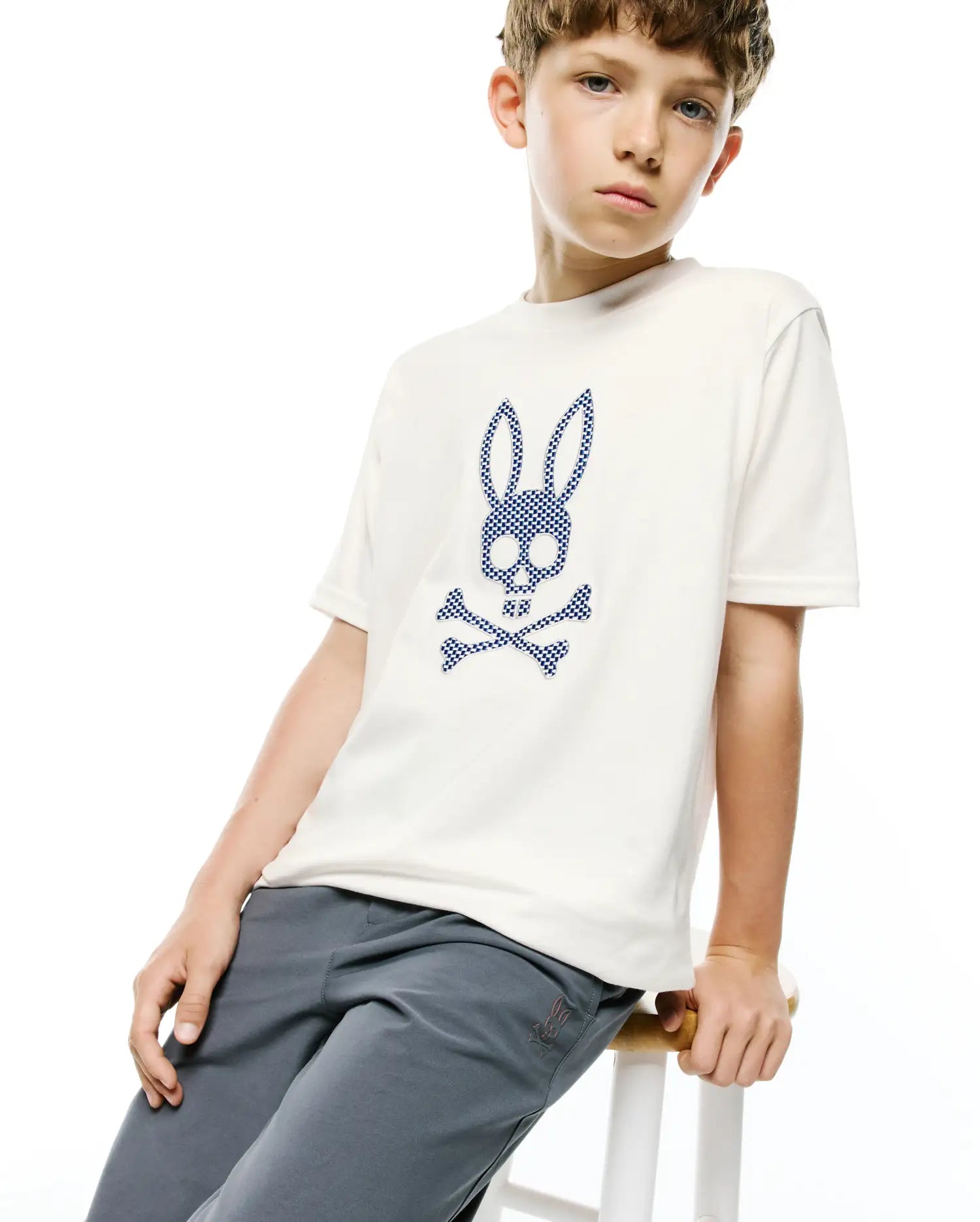 Psycho Bunny Kids Tees Stan Graphic Tee t-shirt bambino ecru grafica