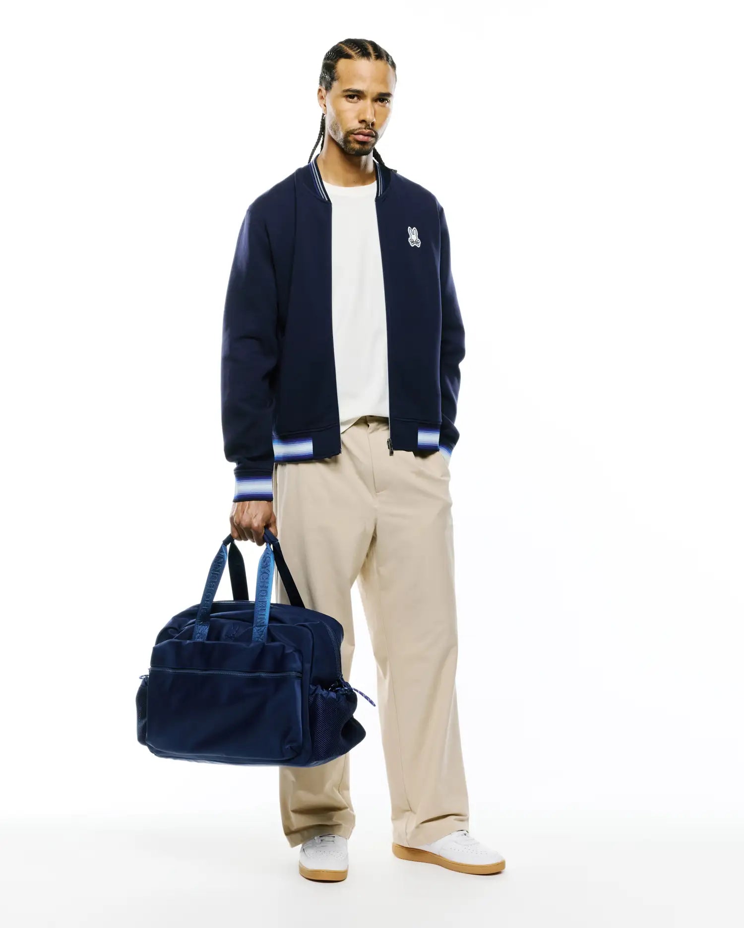 Psycho Bunny Jackets Jaydon Track Jacket giacca blu da uomo in cotone elasticizzato