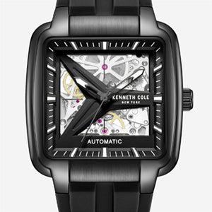 Kenneth Cole Reaction Watches Skeleton Automatic orologio nero con cinturino in silicone