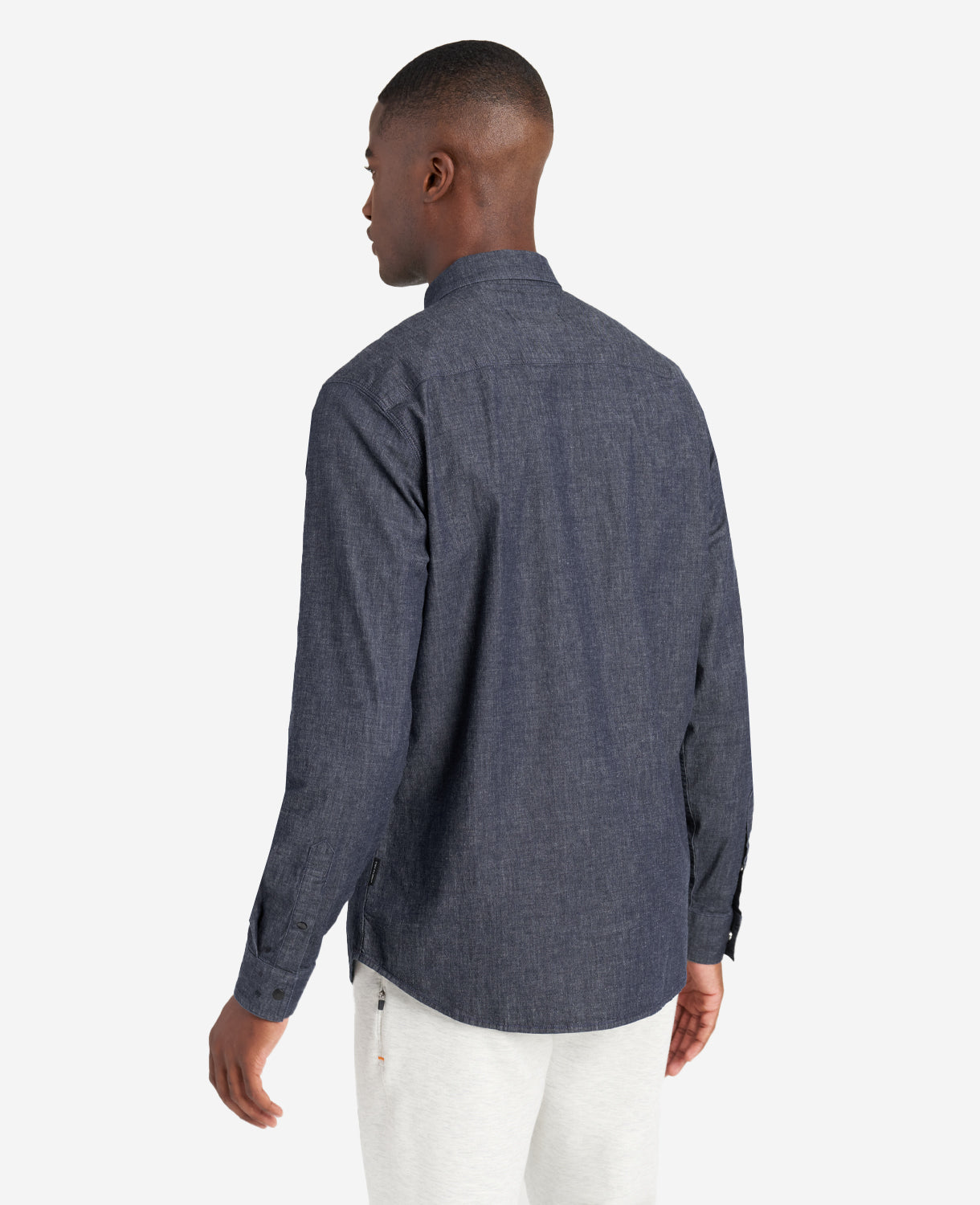 Kenneth Cole Reaction Clothing Slim-Fit Organic Stretch Denim Two Pocket Shirt camicia Deep Indigo
