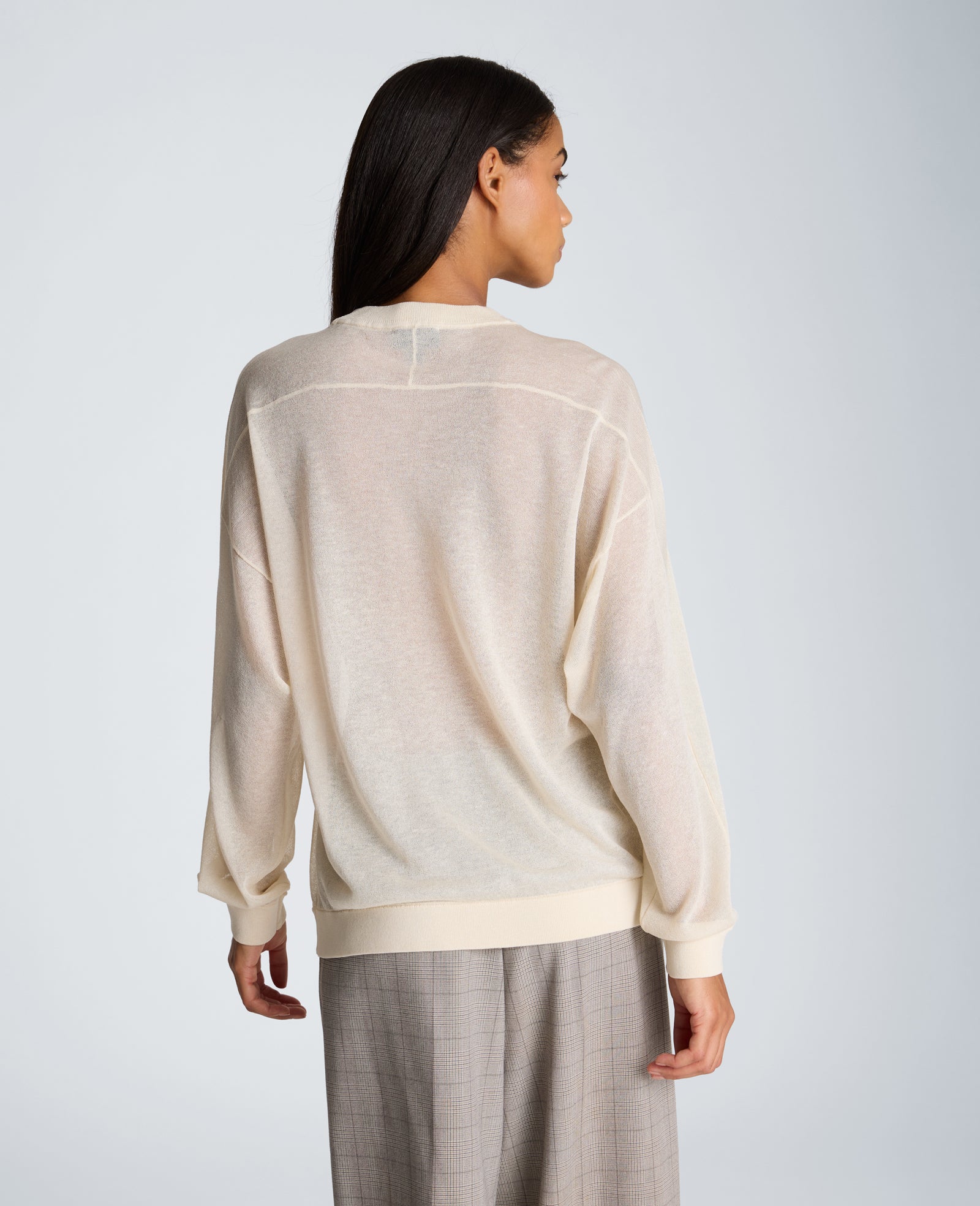 Kenneth Cole Reaction Clothing Sheer Crew Neck Sweatshirt felpa color oyster in acrilico
