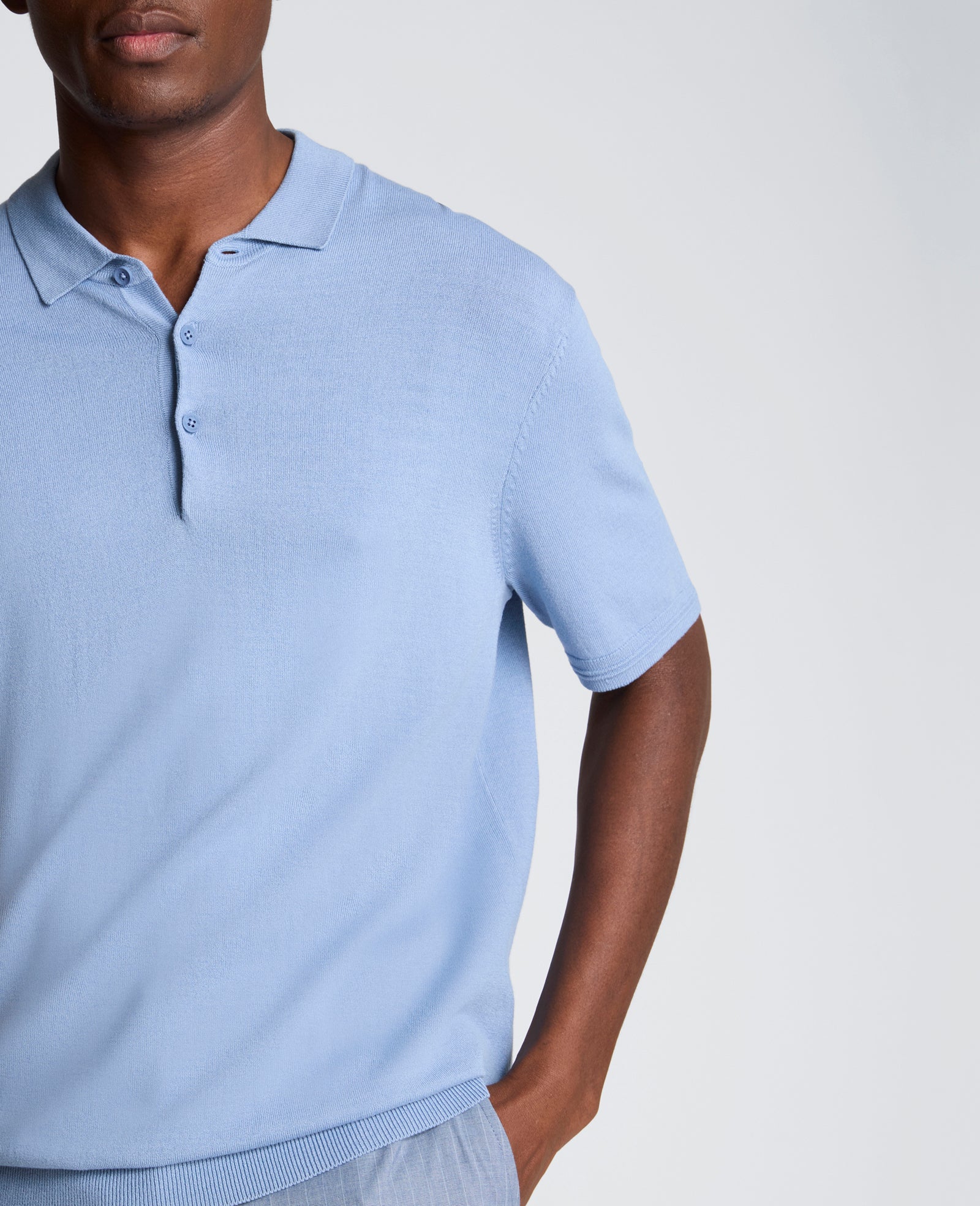Kenneth Cole Reaction Clothing Short Sleeve Polo Sweater maglia polo uomo blu chiaro