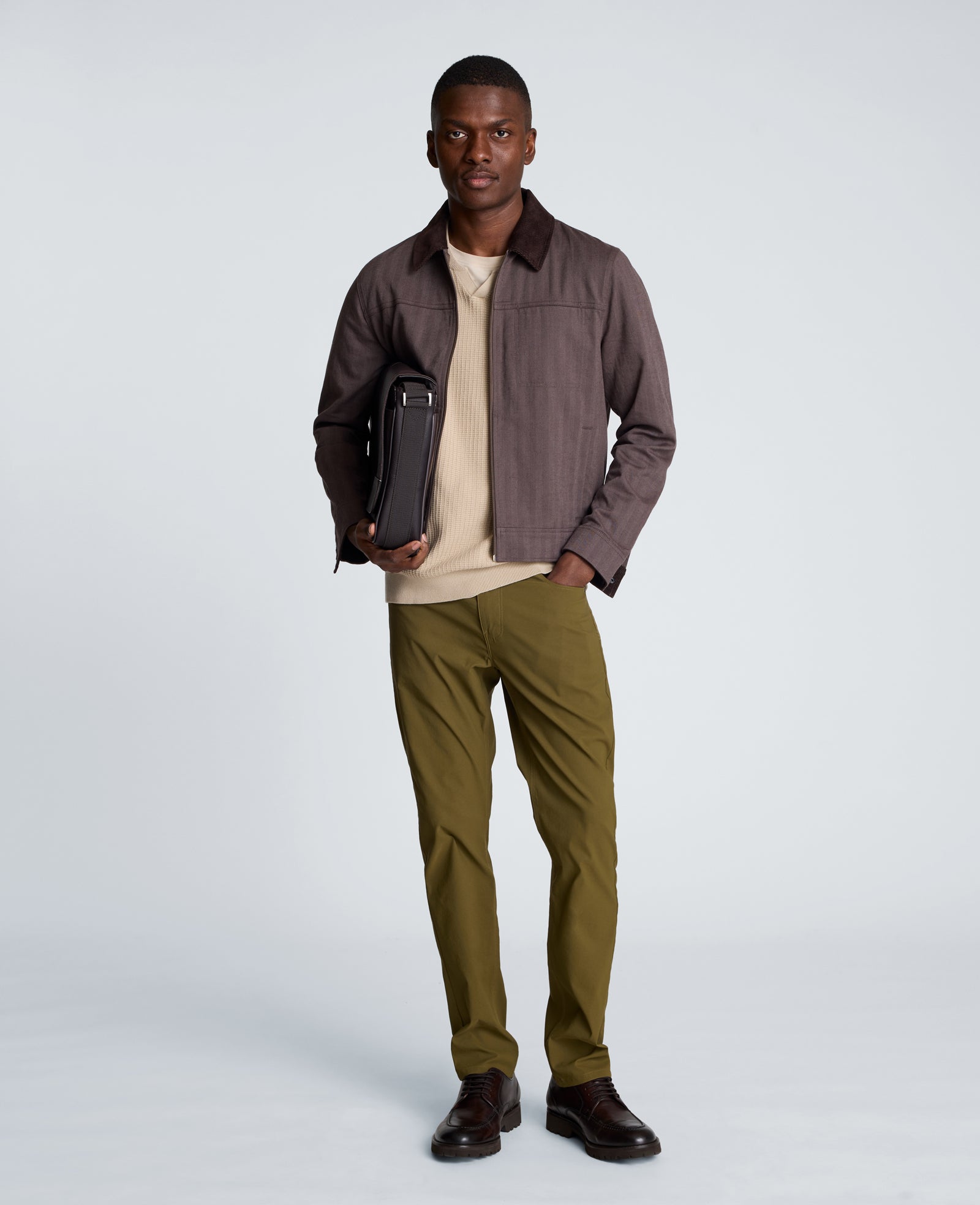 Kenneth Cole Reaction Clothing Johnny Collar Henley Sweater maglia beige waffle