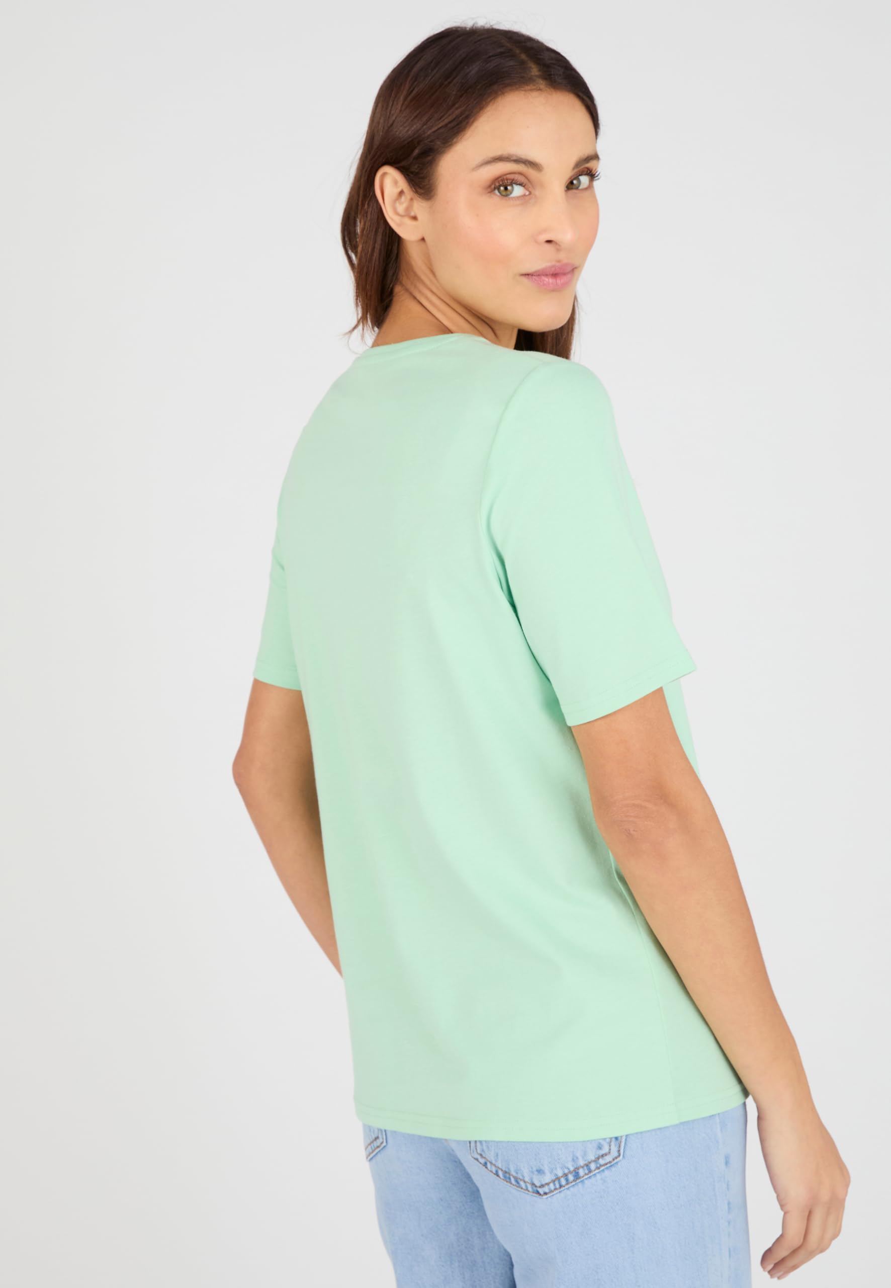 Damart Prêt-à-porter Maglia motivo fogliame Maglietta 38-40 blu verde