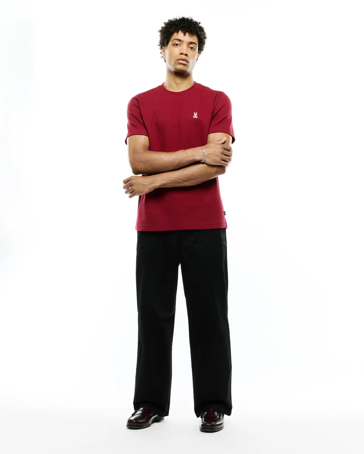 Psycho Bunny Men's Tees Maxton Waffle Tee MT0200325 T-shirt Rumba Red