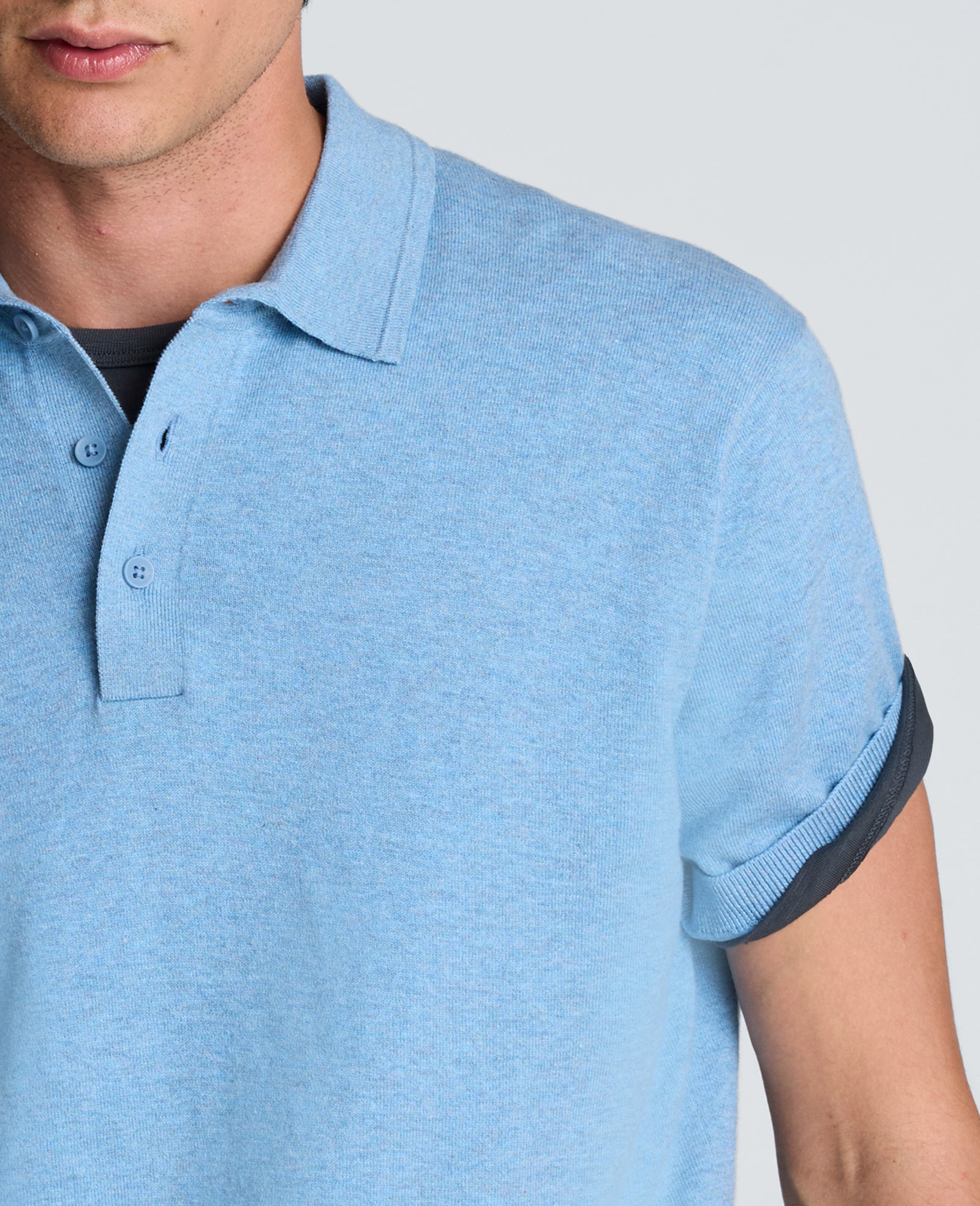 Kenneth Cole Reaction Clothing Short Sleeve Sweater Polo polo azzurra manica corta