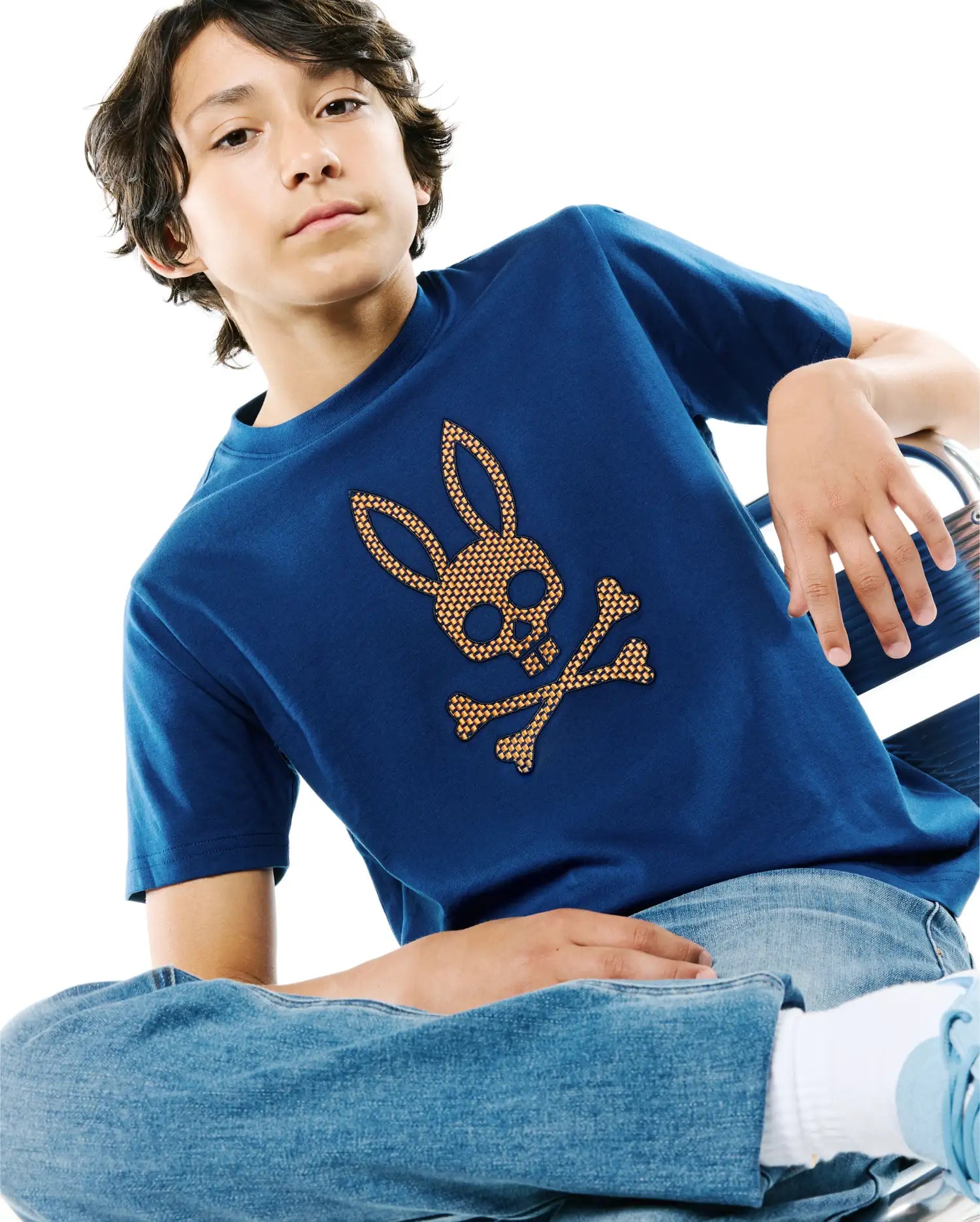 Psycho Bunny Kids Tees Stan Graphic Tee t-shirt blu 435, cotone Pima