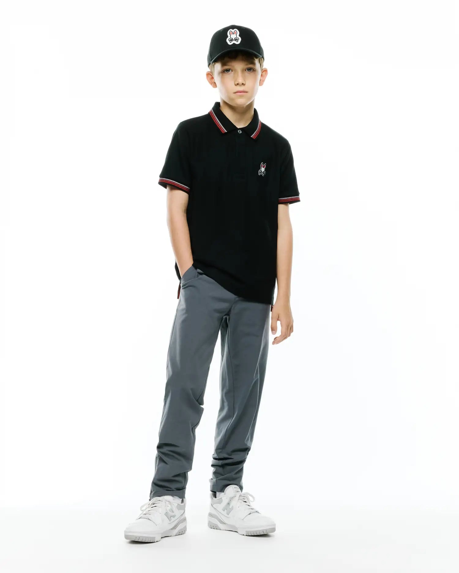 Psycho Bunny Kids Polo Shirts Jaydon Piqué polo nera 2T–XL/18-20 in cotone Pima