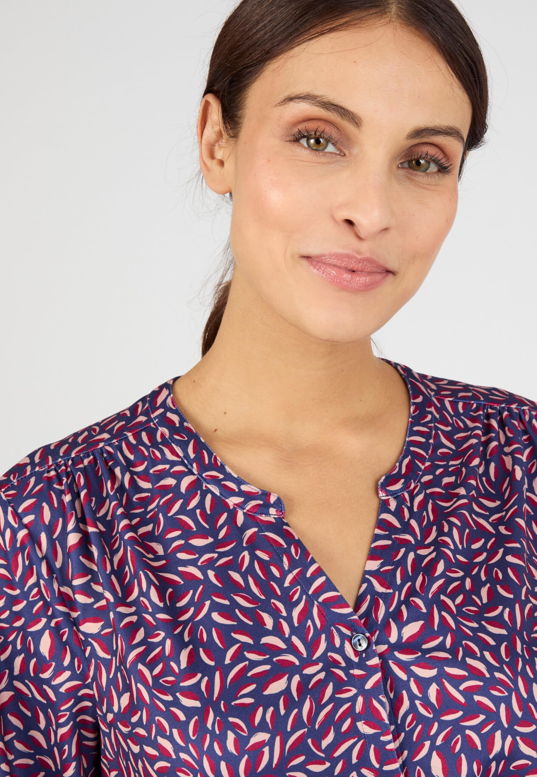 Damart Prêt-à-porter camicetta in maglia calda donna blu navy fogliame 38-40