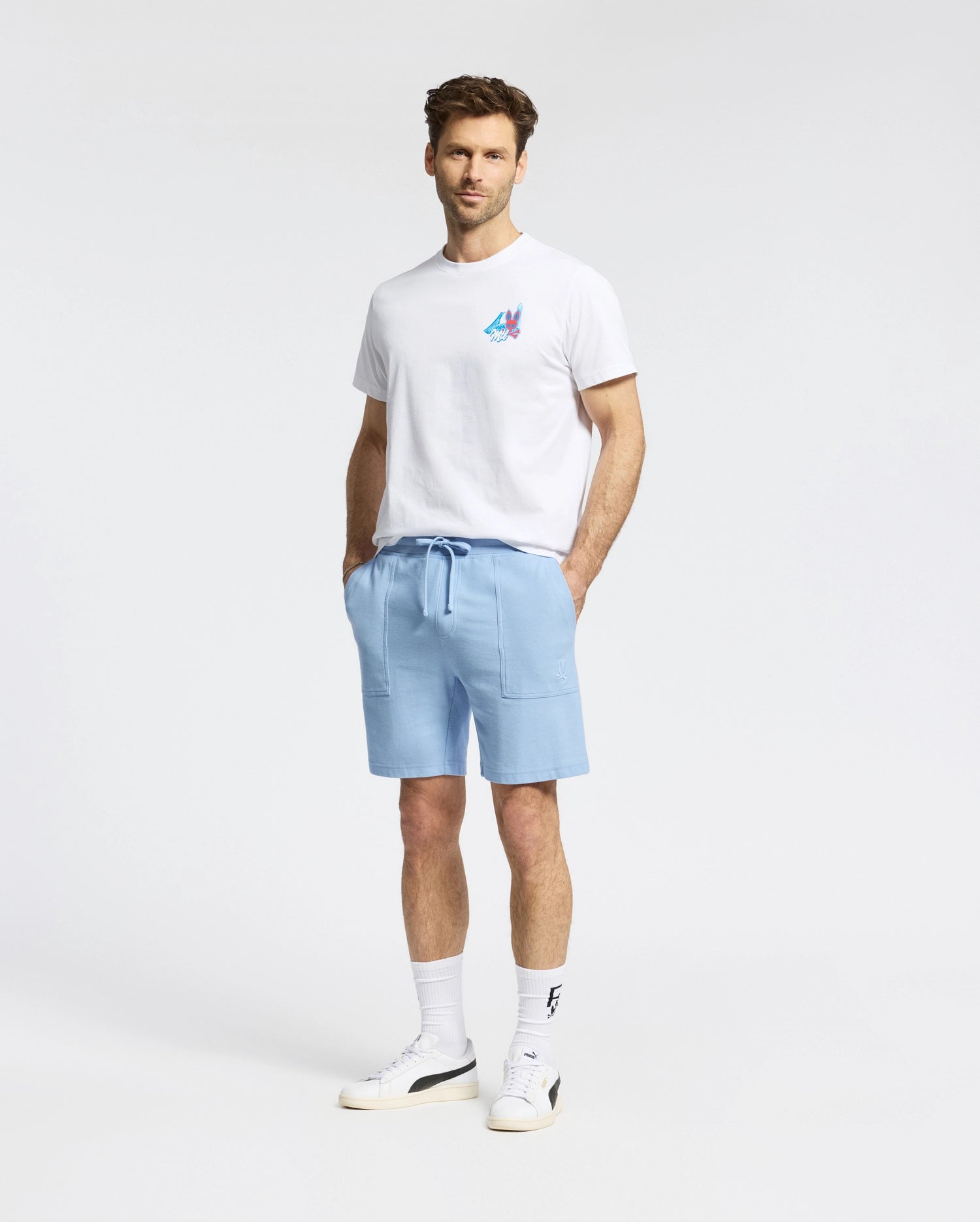 Psycho Bunny Men's Tees Montreal t-shirt bianca in cotone Pima