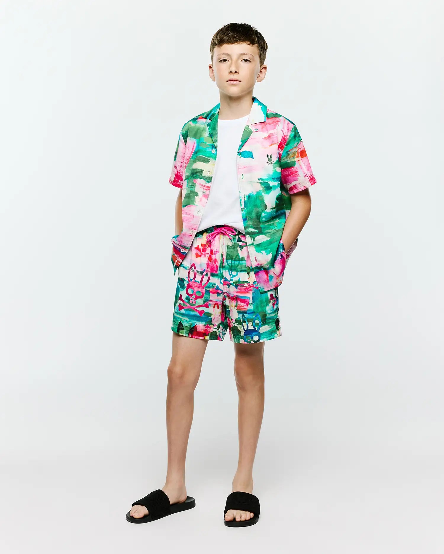 Psycho Bunny Kids Swimwear KIDS NATE SWIM TRUNK - KB1000047 costume verde bambino