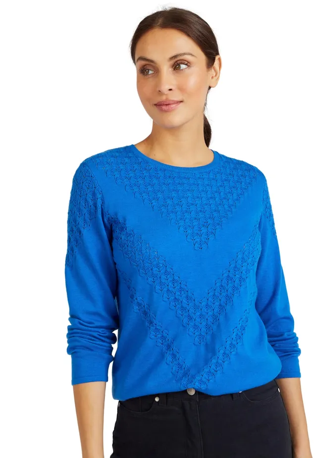 Damart Thermolactyl Maglione punto fantasia blu royal caldo