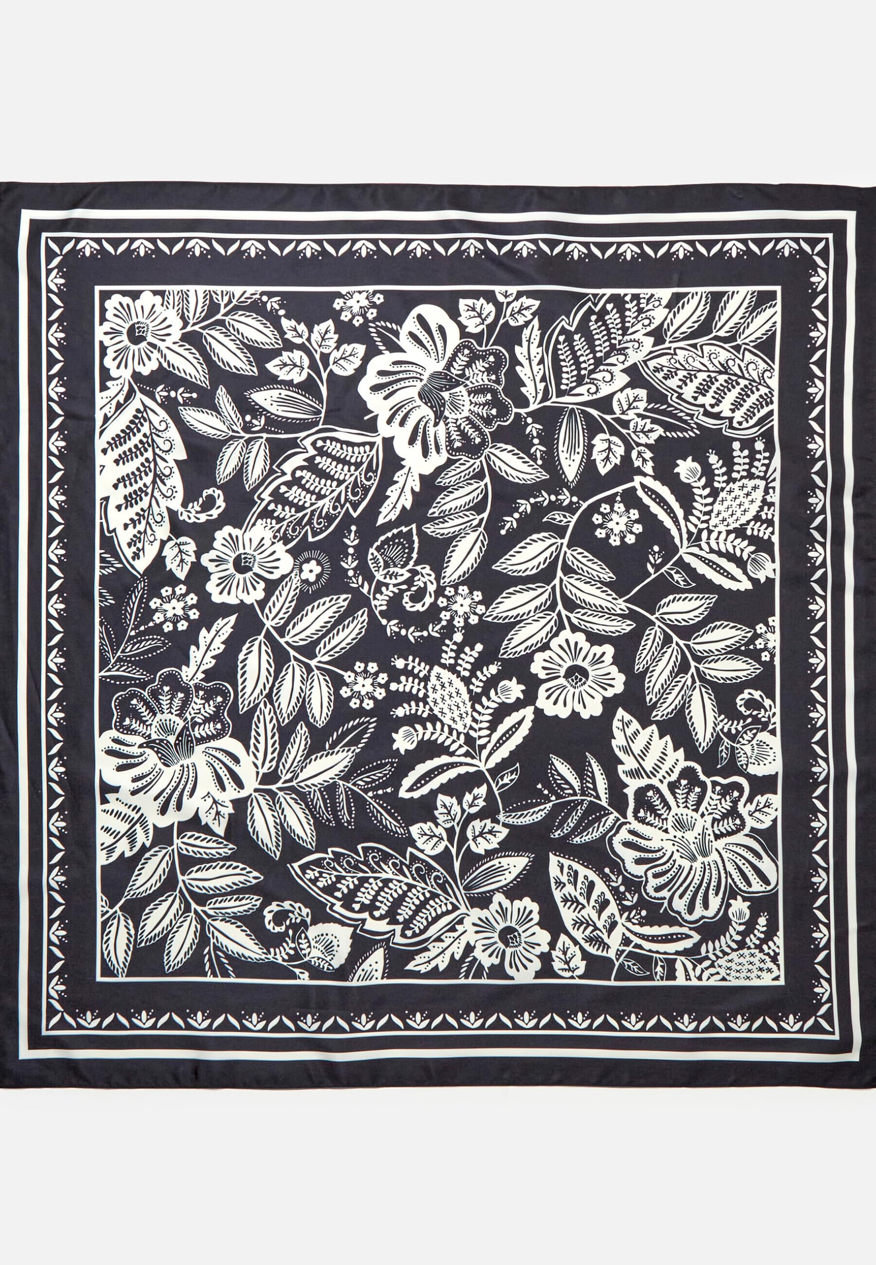 Damart Accessori Sciarpa quadrata donna con stampa vegetale nera