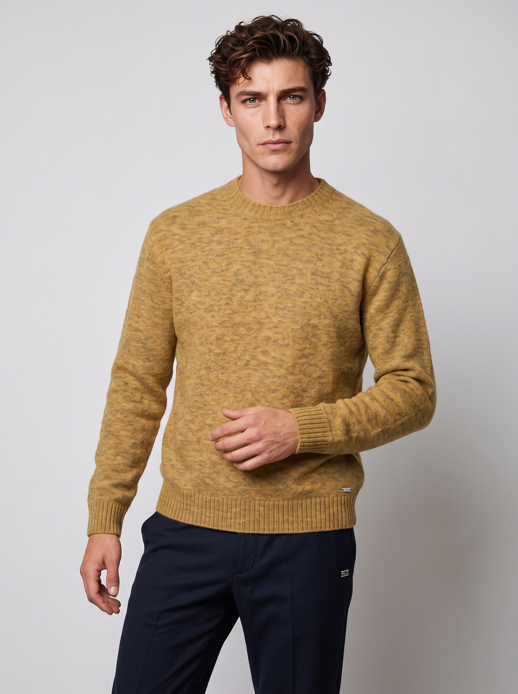 Markup Uomo Maglieria Maglione Girocollo Cardato Bordi Alti