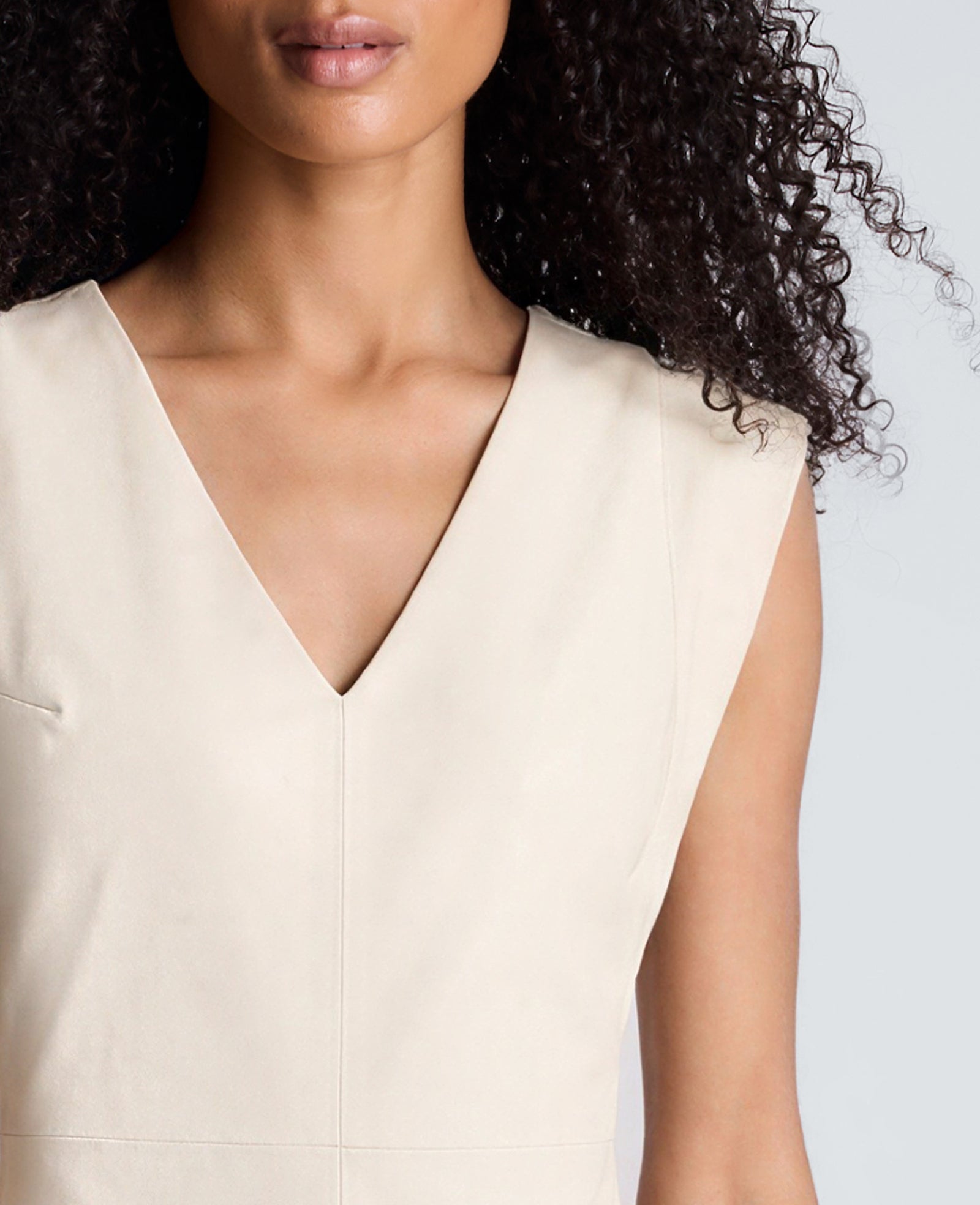 Kenneth Cole Reaction Clothing Vegan Leather Dress abito midi beige
