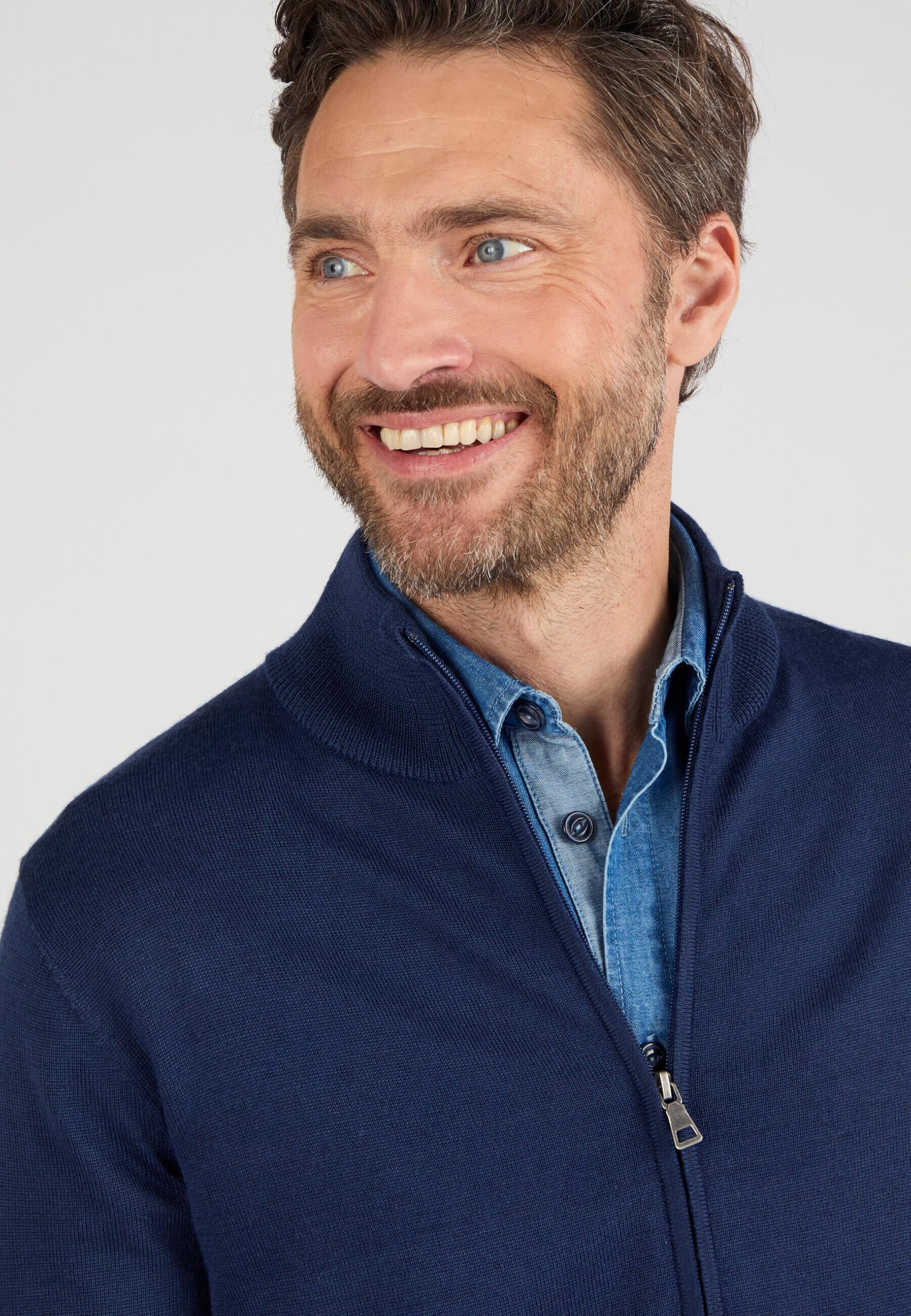 Damart Prêt-à-porter Gilet con cerniera a collo alto da uomo blu marino manica lunga
