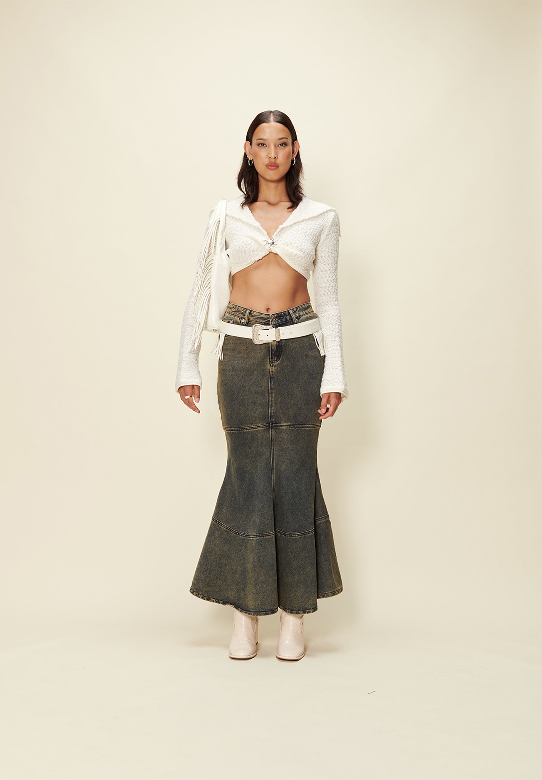 House Of Sunny Women's Skirts Courtyard Tulip Skirt gonna denim svasata