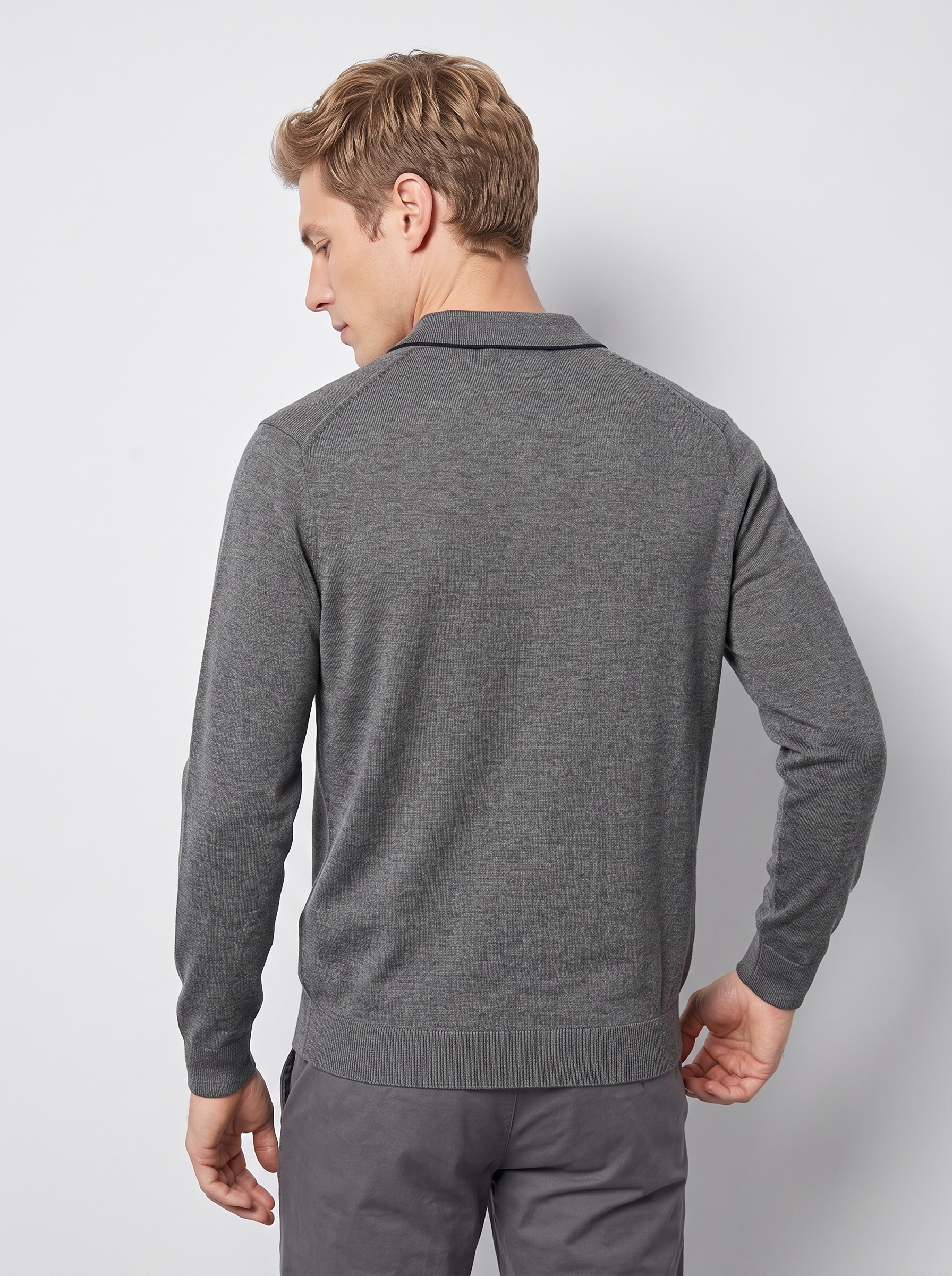 Markup Uomo Maglieria Camicia a Maglia Manica Lunga