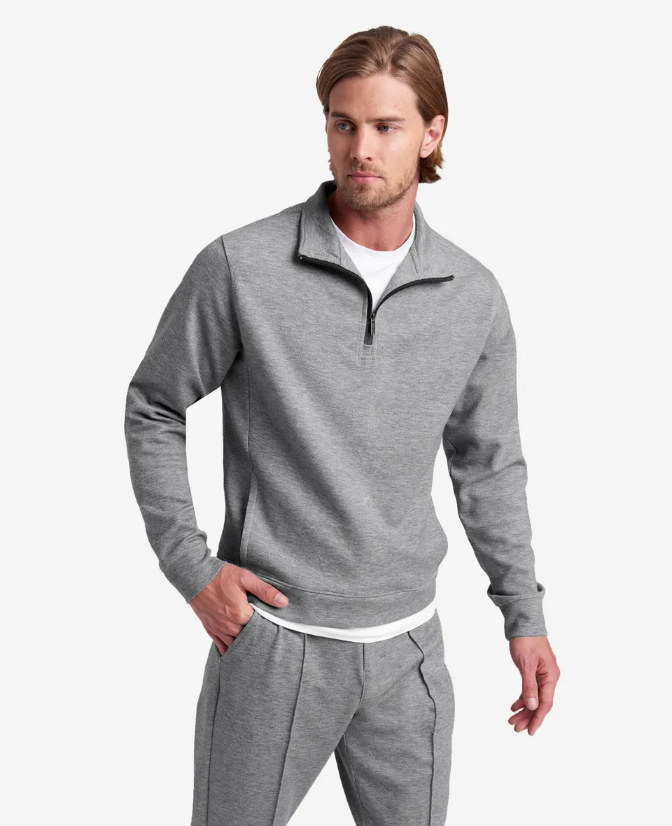 Kenneth Cole Reaction Clothing Quarter-Zip Mock Knit Jacket giacca in maglia grigia con mezza zip