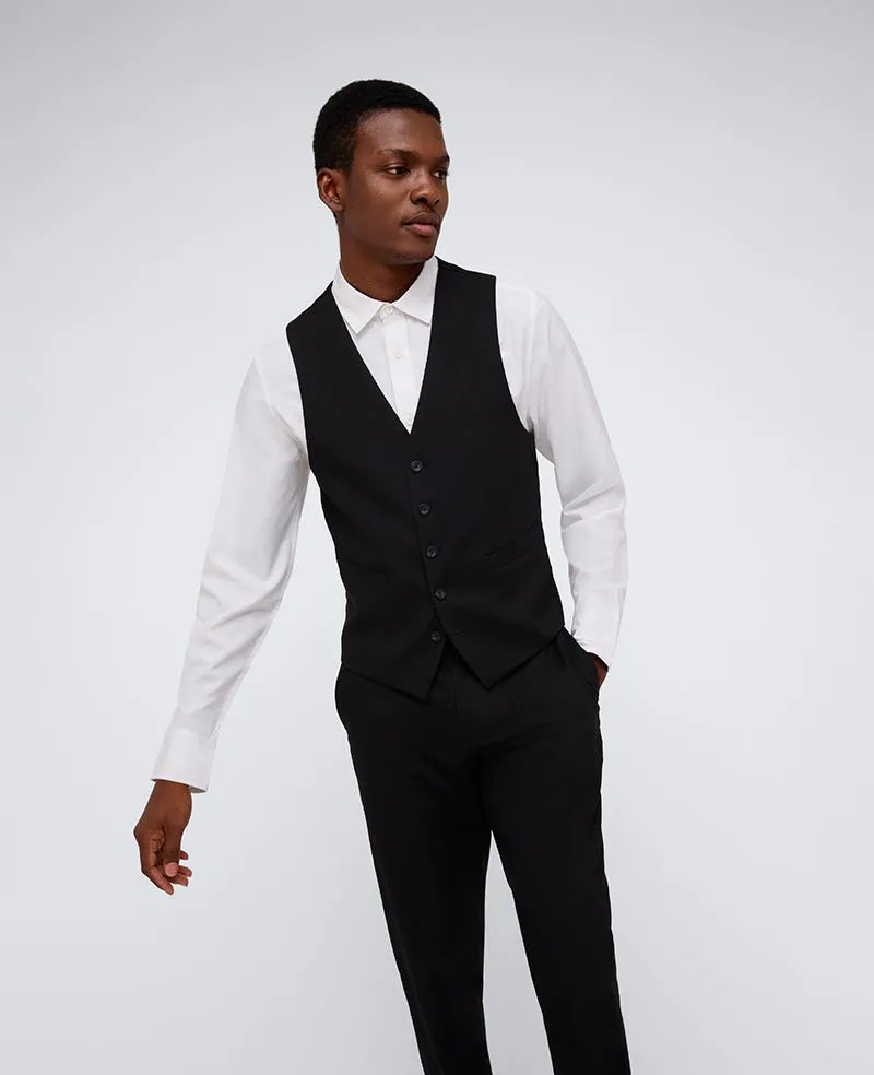 Kenneth Cole Reaction Ready Flex Slim-Fit Suit Separate Vest gilet nero stretch