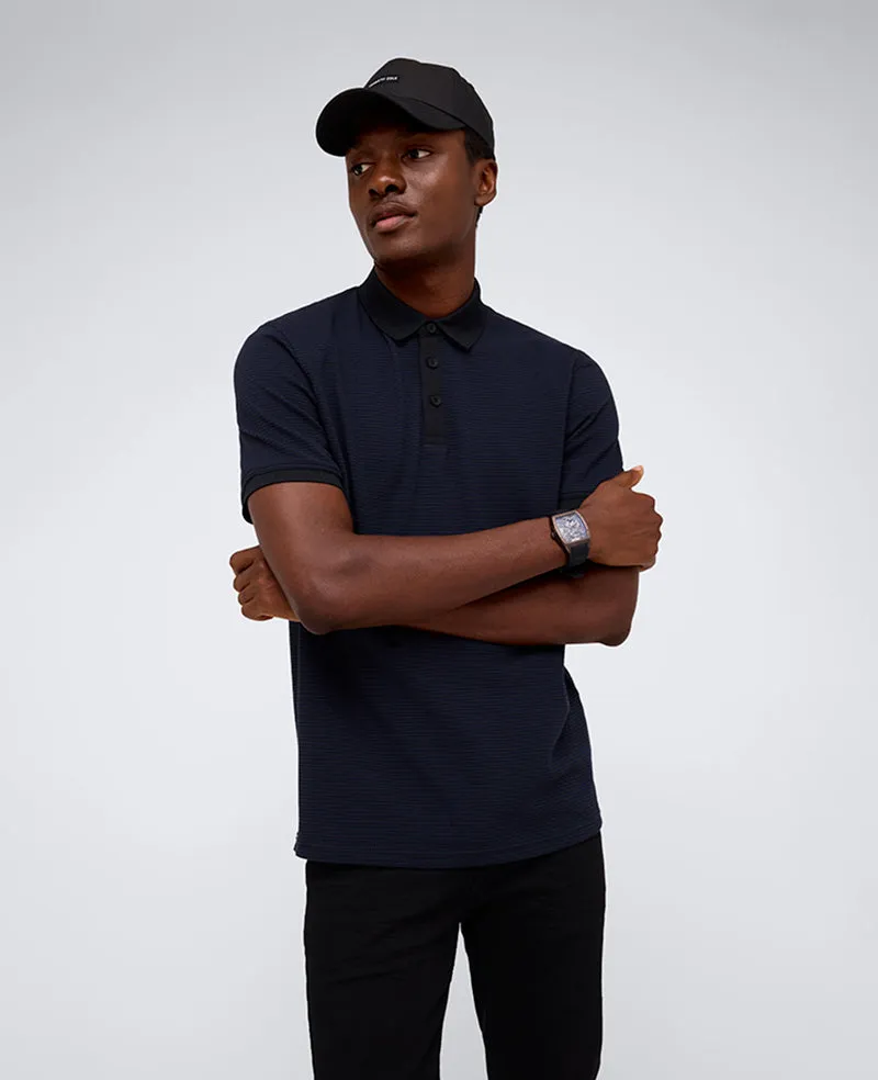 Kenneth Cole Reaction Clothing Contrast Placket Button Polo polo nera uomo S-XXL cotone