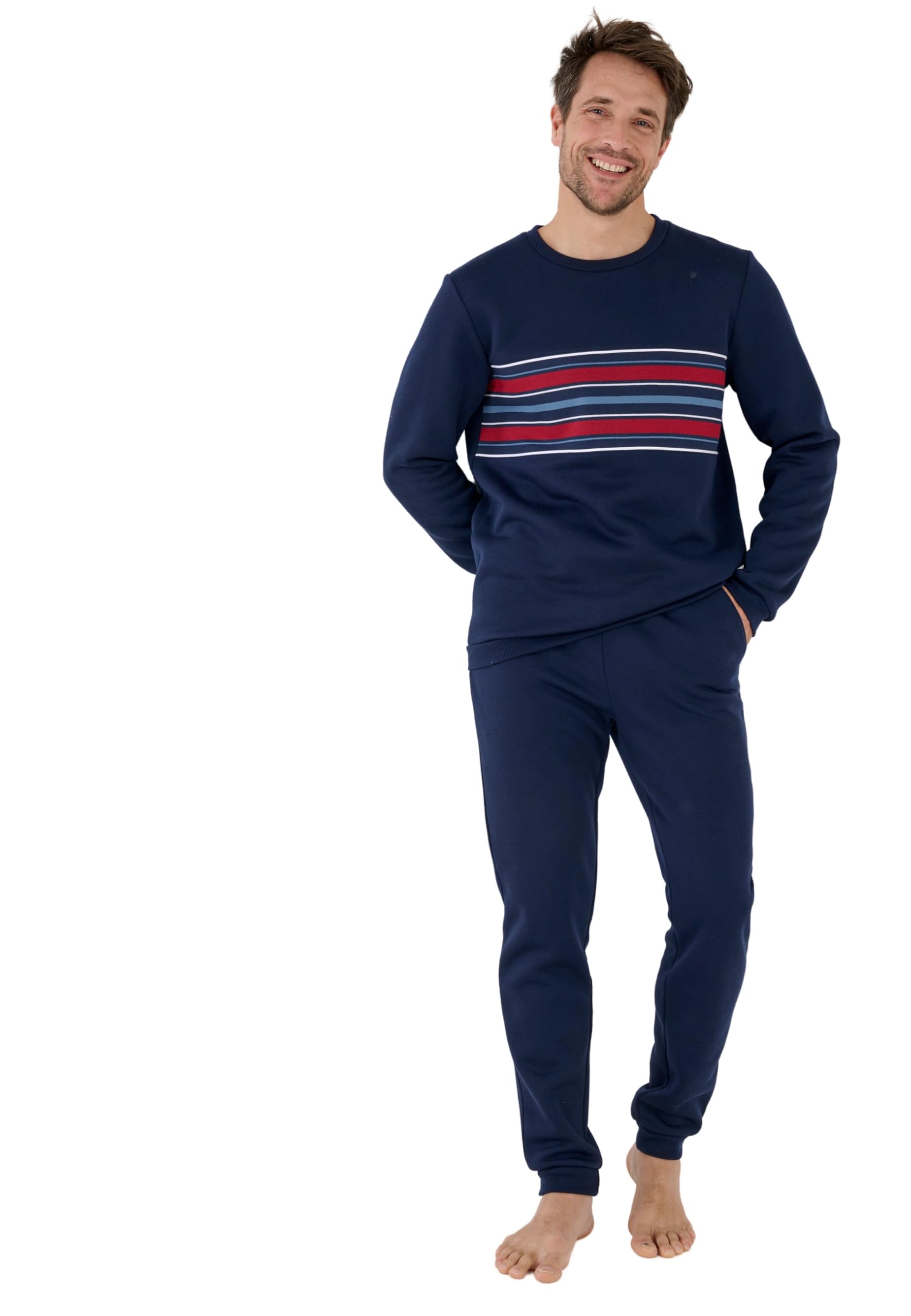 Damart Homewear Pigiama in Tessuto Felpato Thermolactyl Set Uomo blu navy felpato